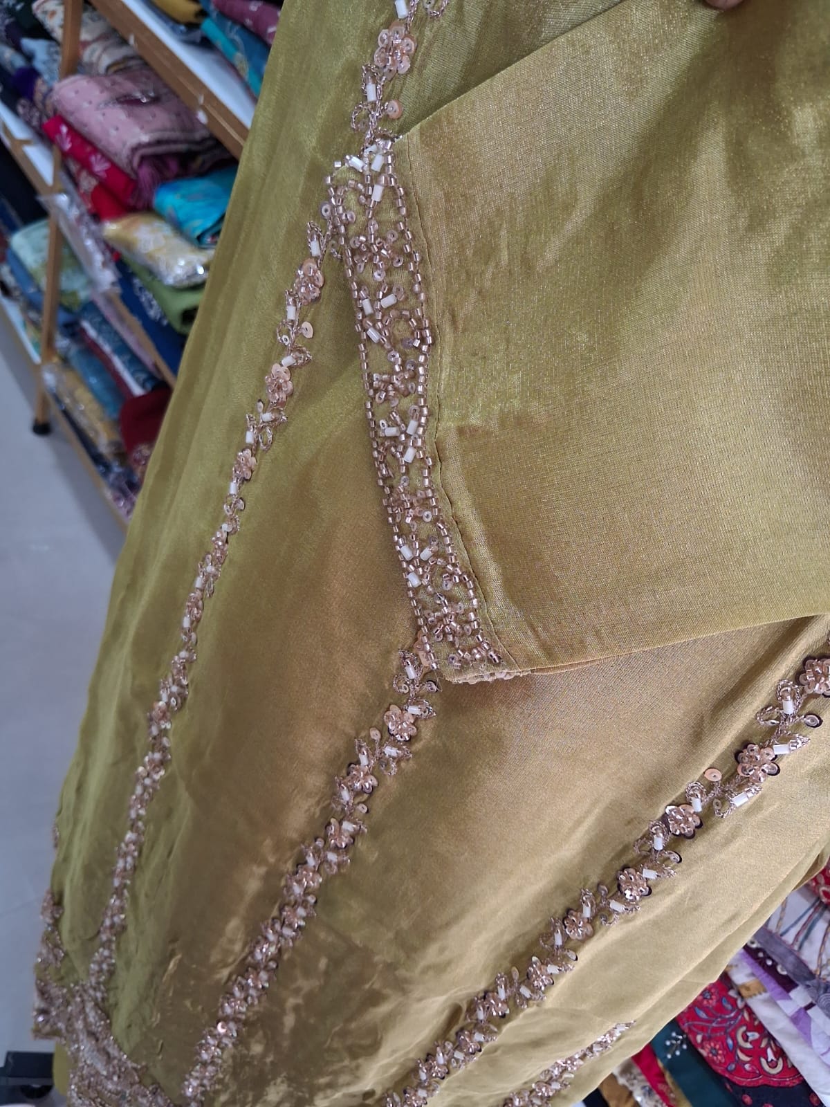 Product Olive Green Embroidered kurti set