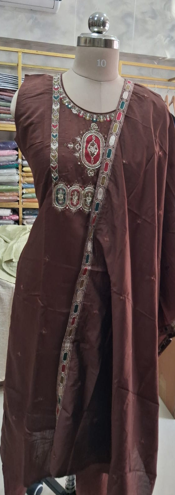 Brown Printed kurti set