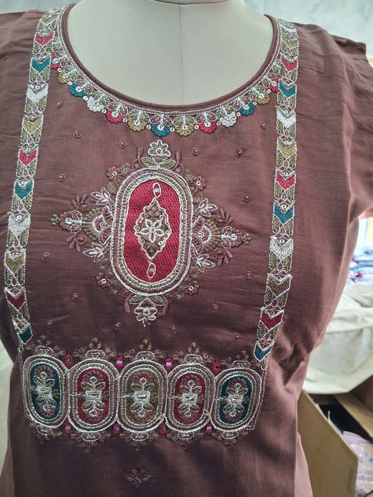 Brown Printed kurti set