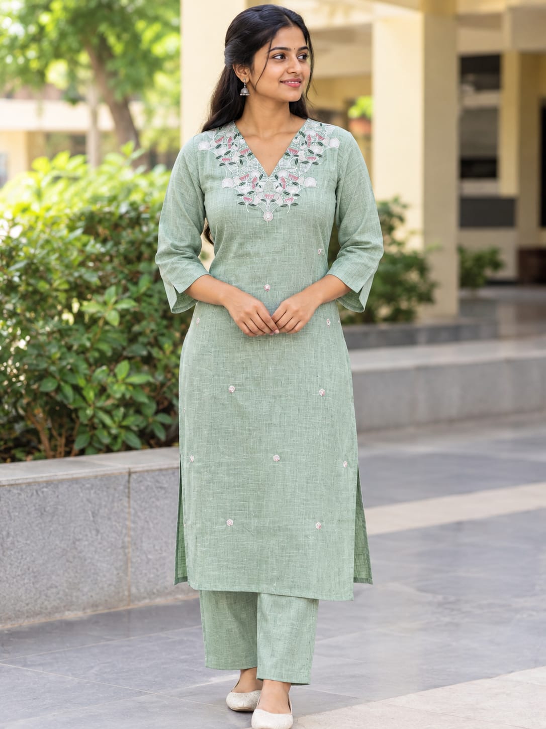 Printed saga Green Kurti set