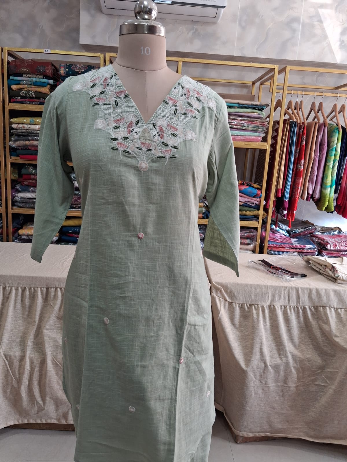 Printed saga Green Kurti set