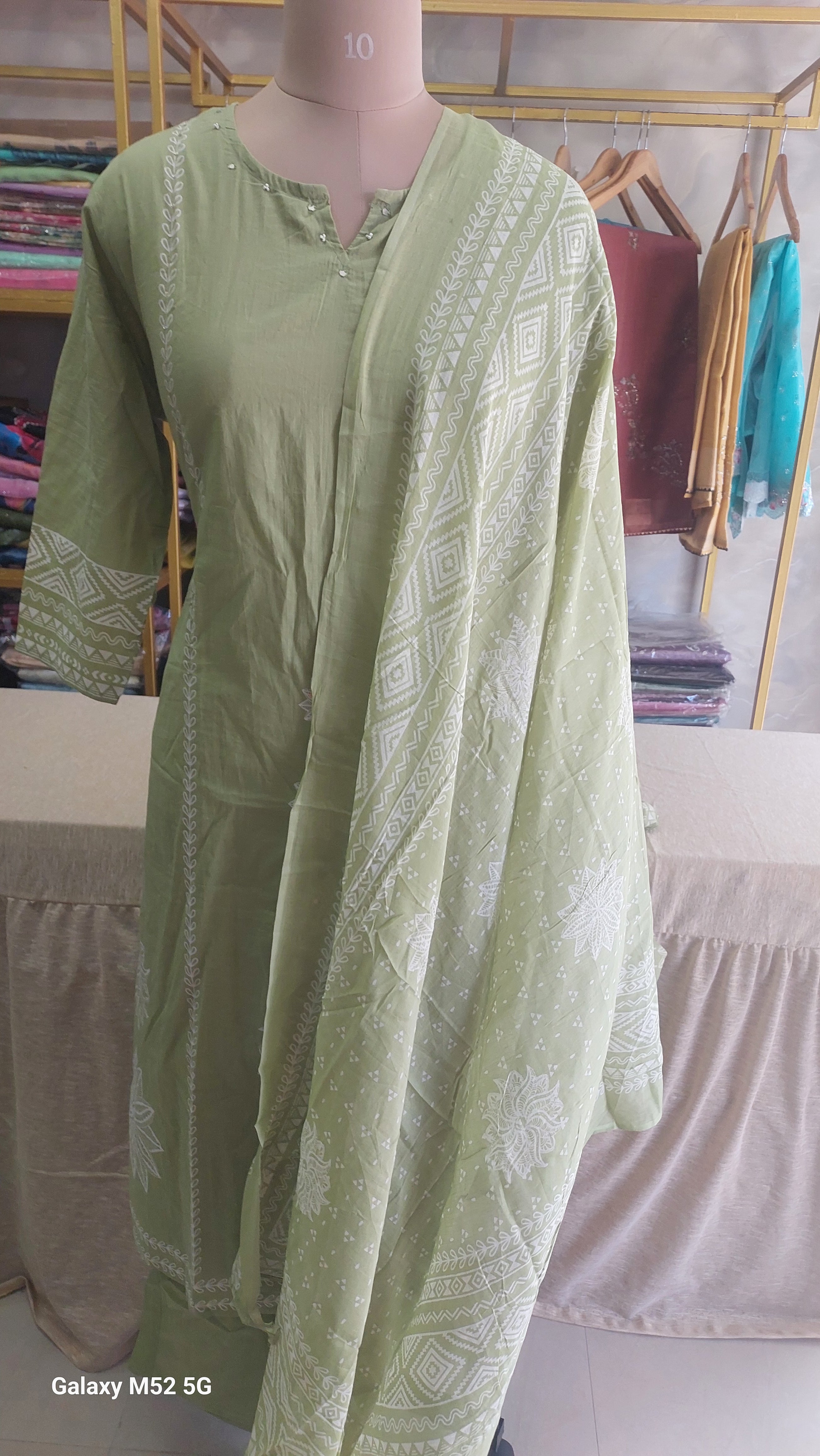 Pastel green Printed Kurti set