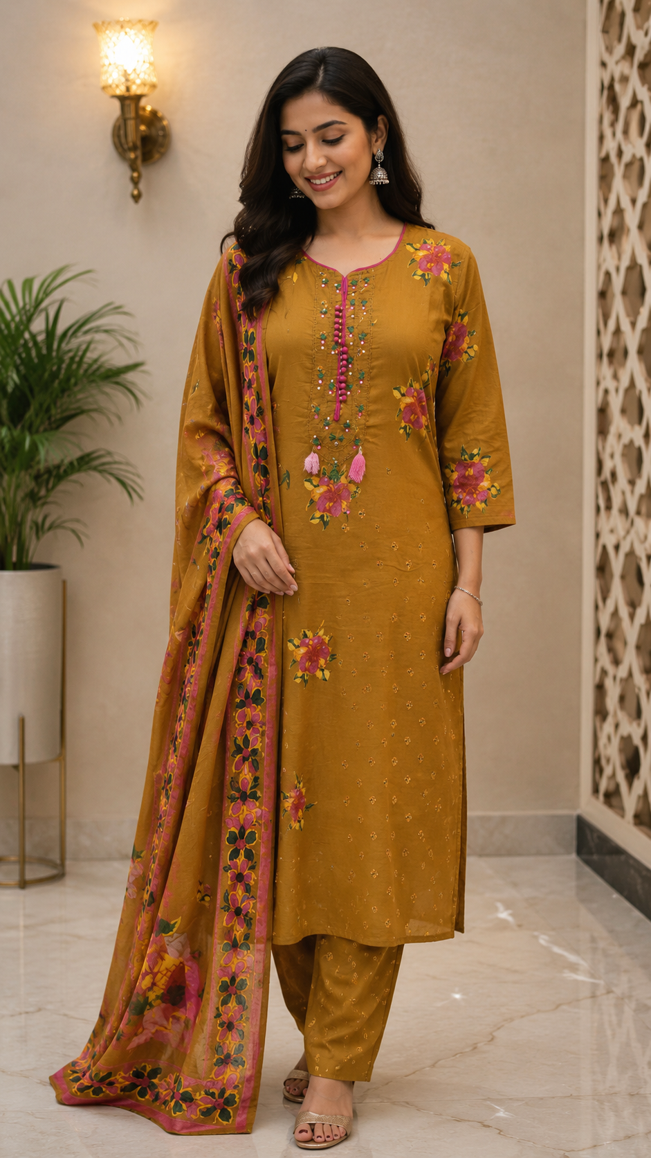 Mustard Yellow kurti set