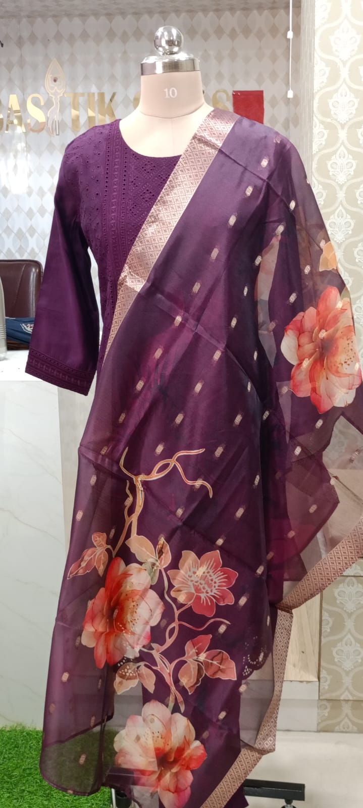 Elegant wine Purple Kurti SET