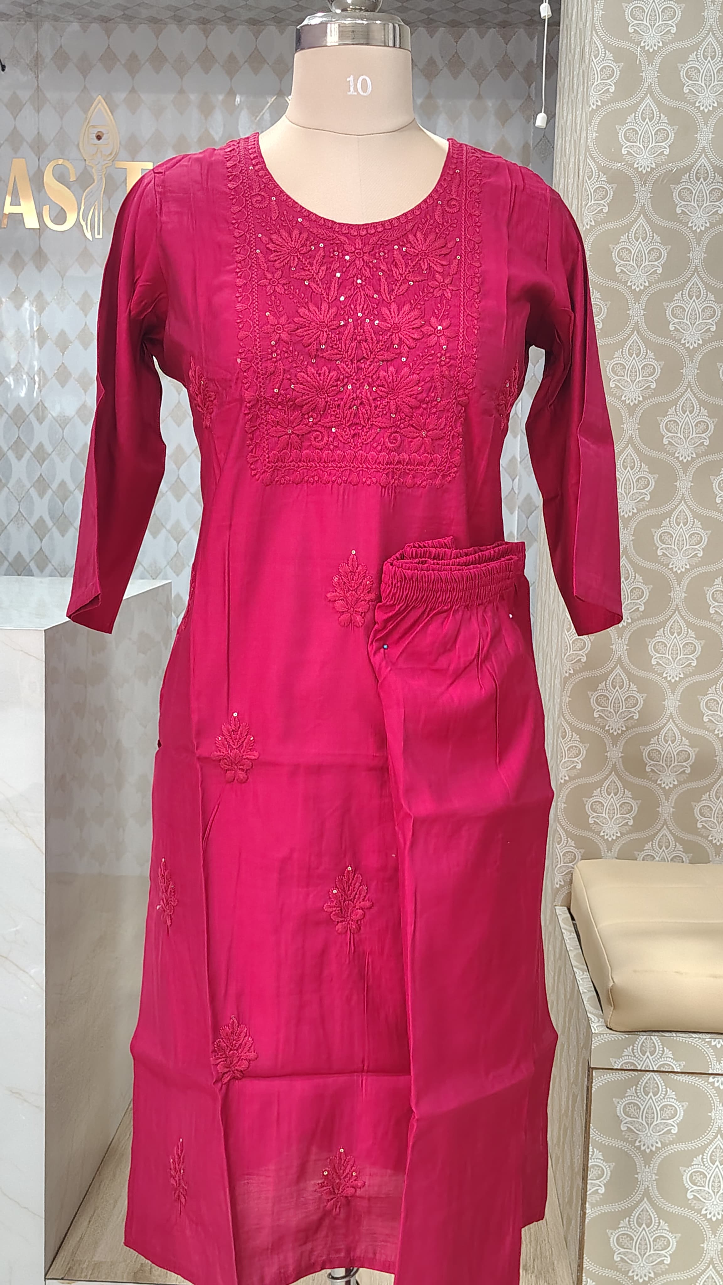 Magenta kurti set