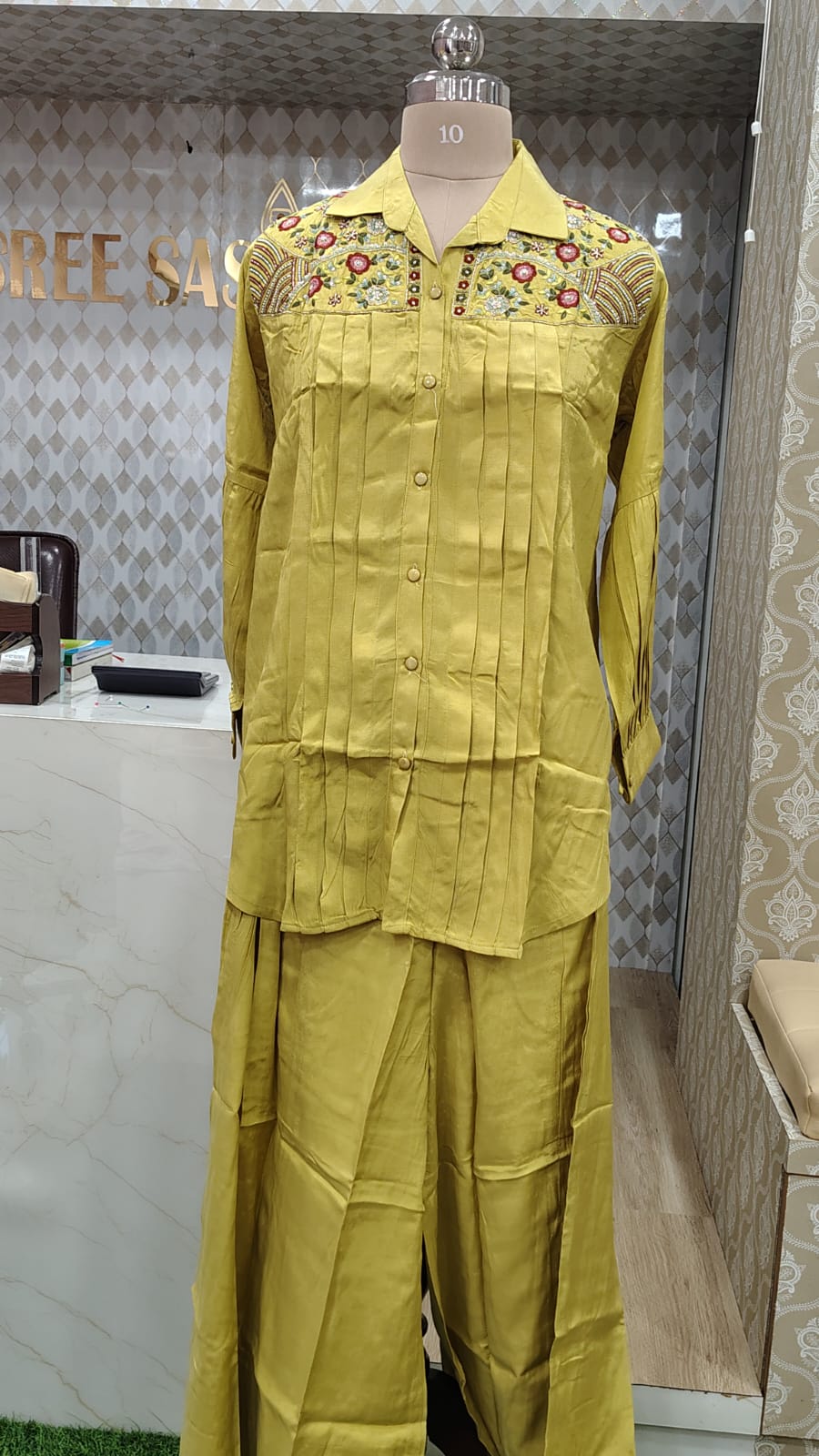Mustard Yellow embroidered co-ord set
