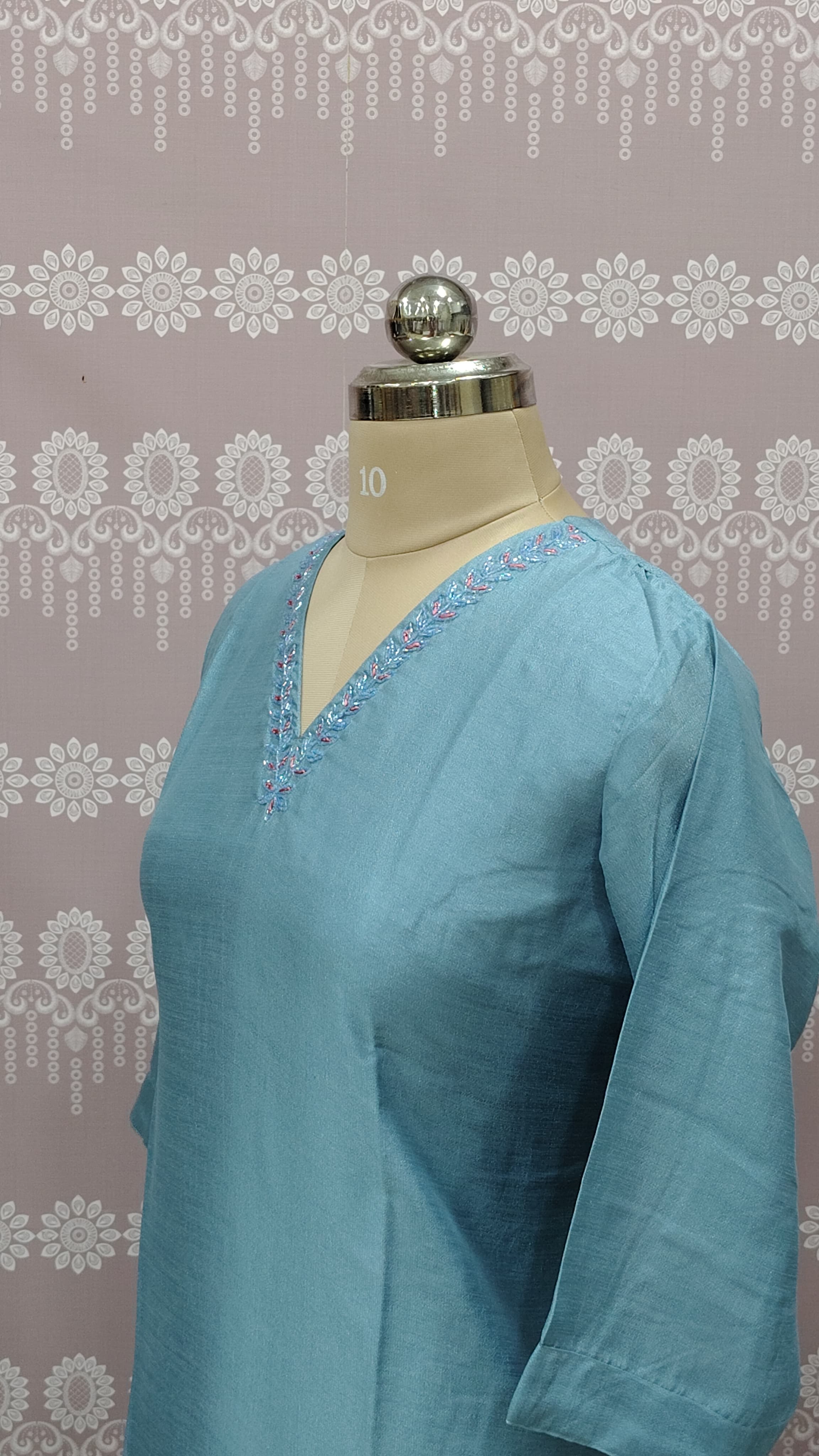 V-neck sequin work top