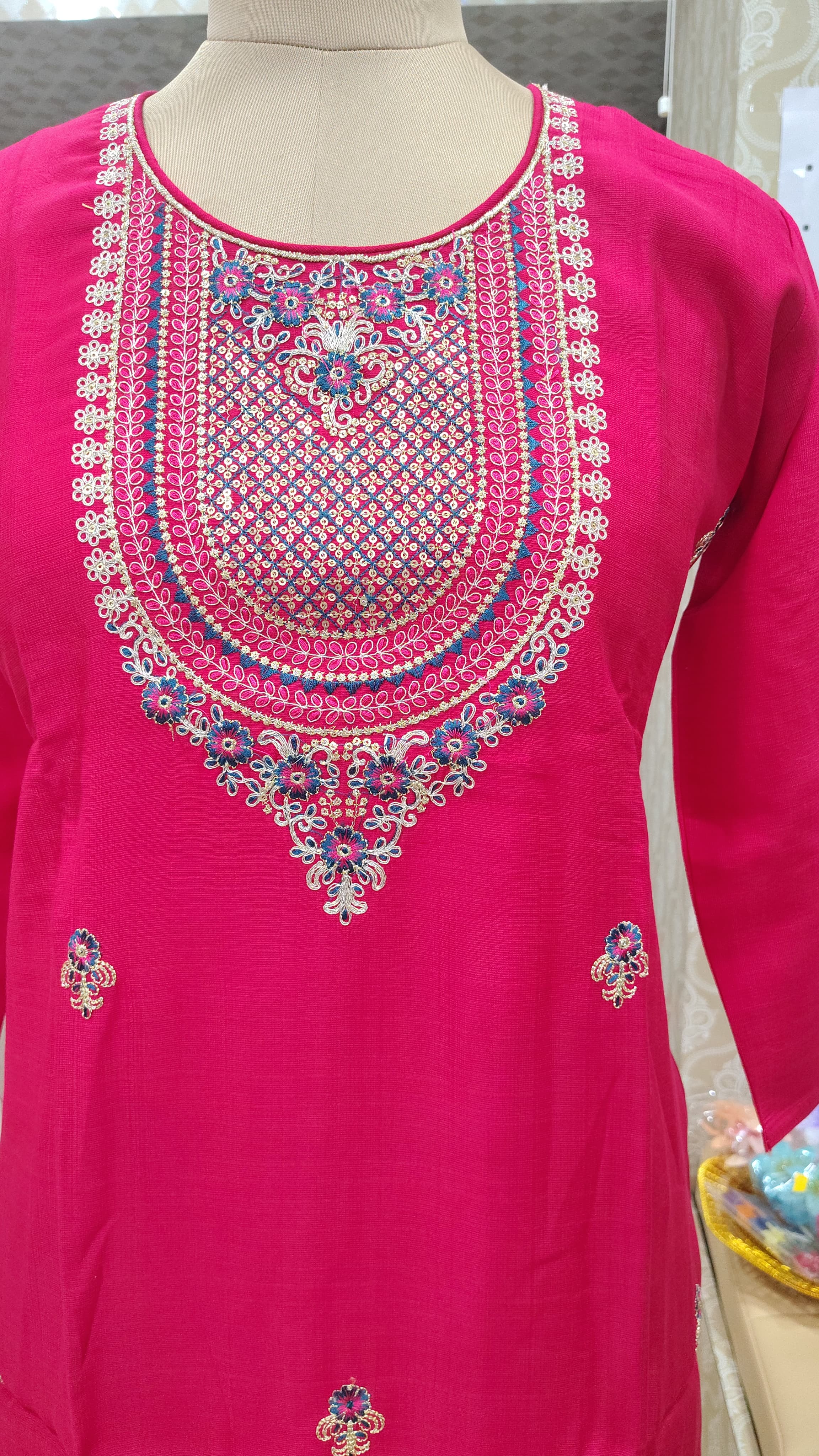 Elegant Rani Pink kurti set