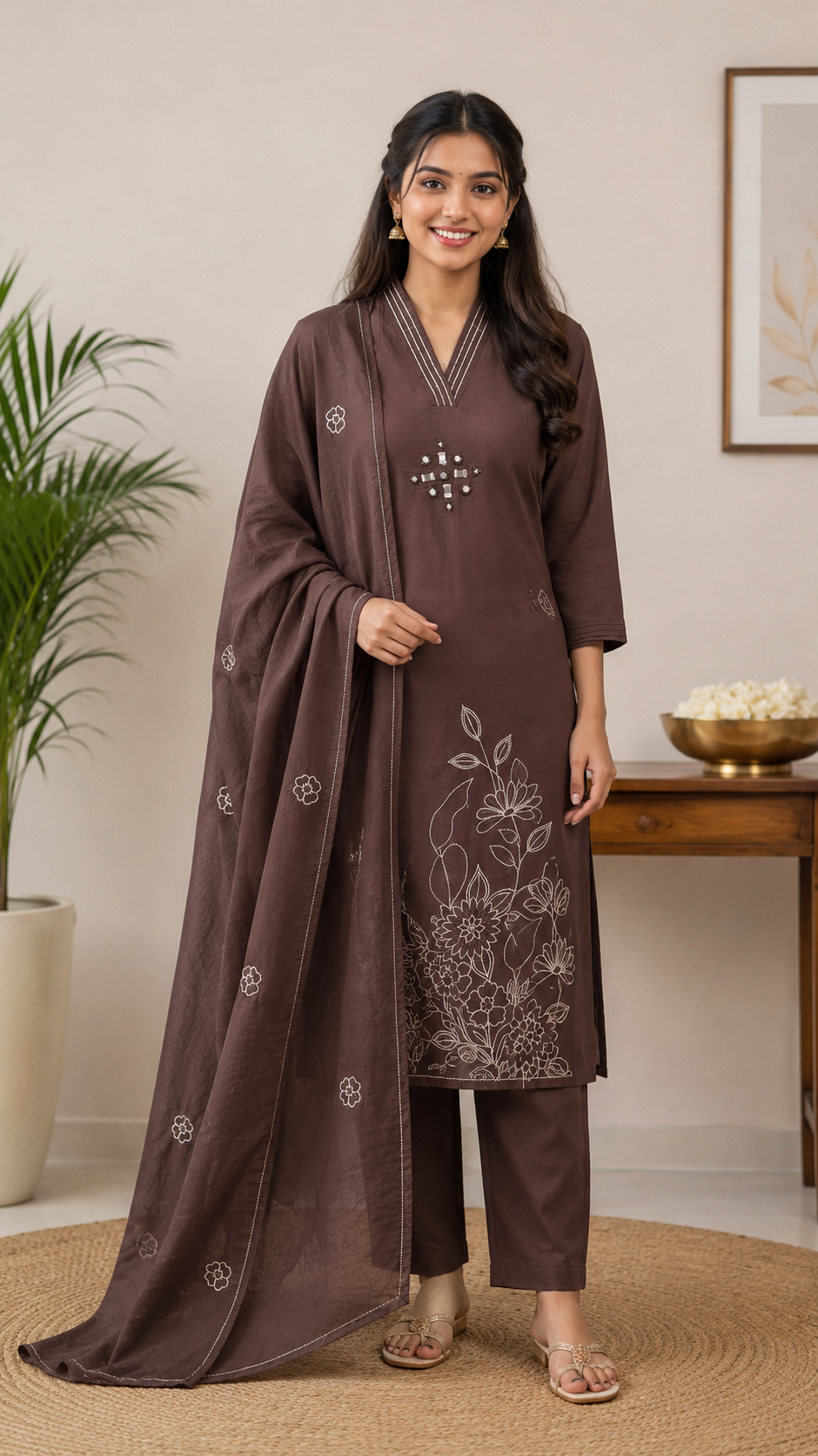 Elegant embroidered kurthi set