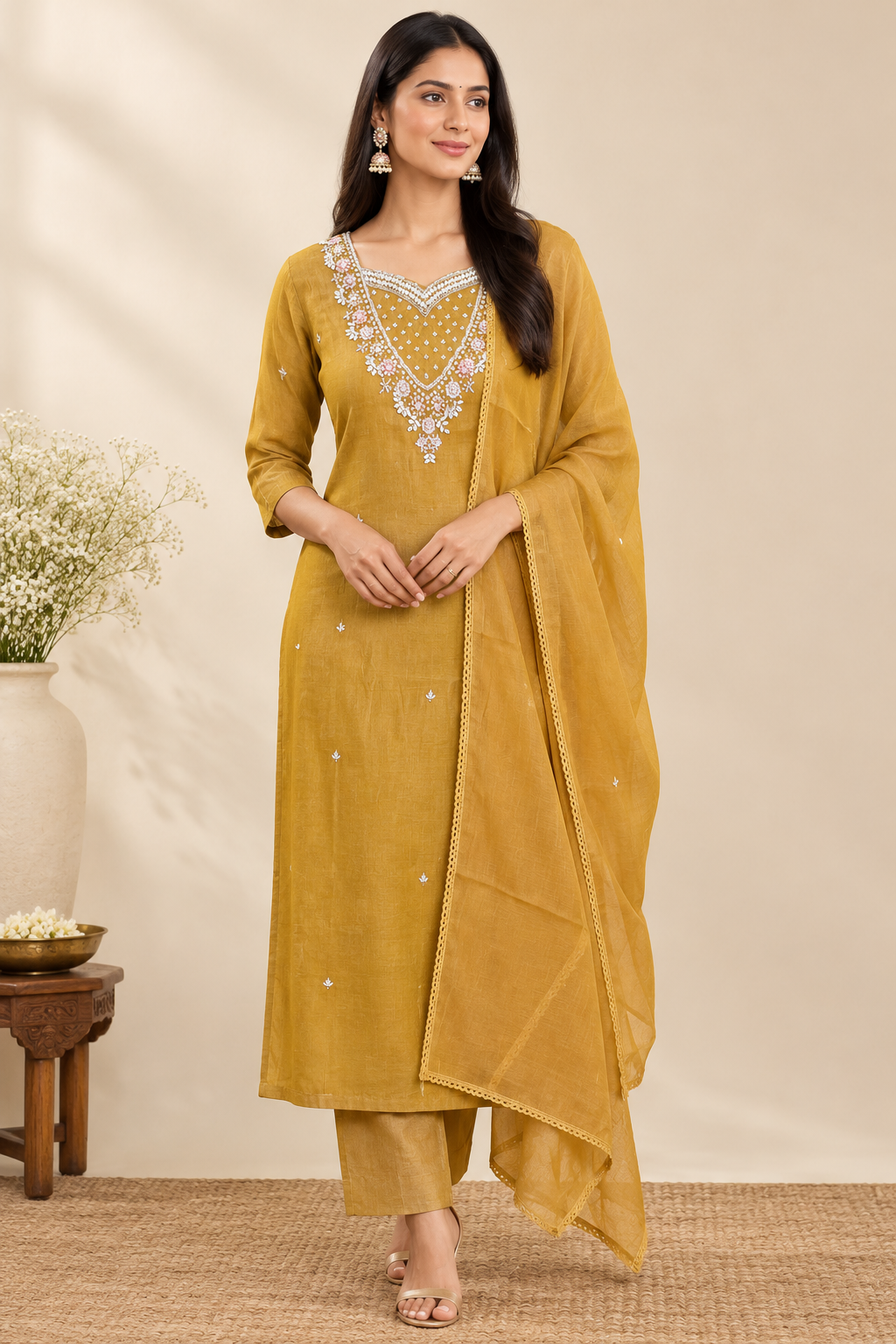 Mustard Yellow kurti set