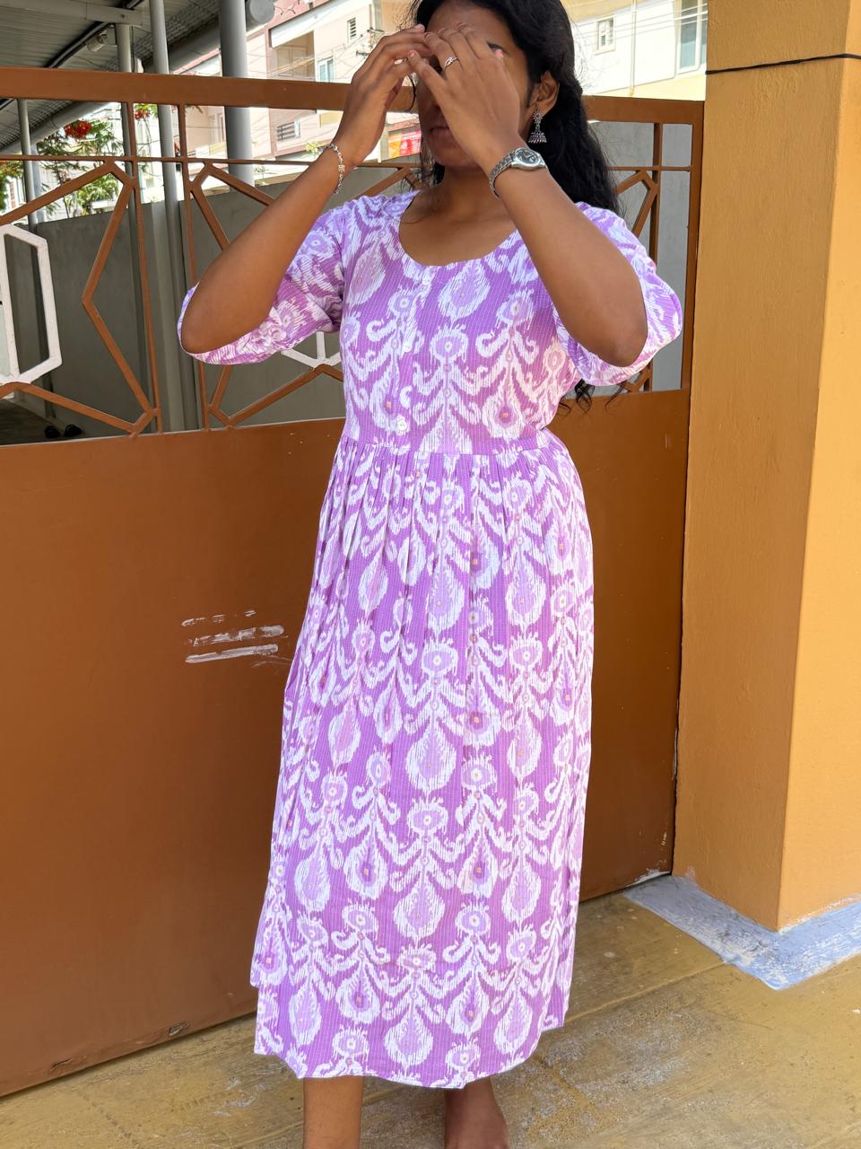 Lavender Printed cotton dress