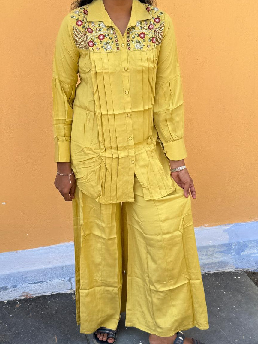 Mustard Yellow Embroidered Co-Ord Set
