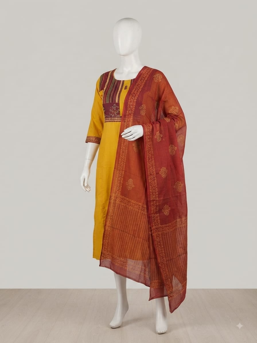 Elegant yellow KURTHI SET