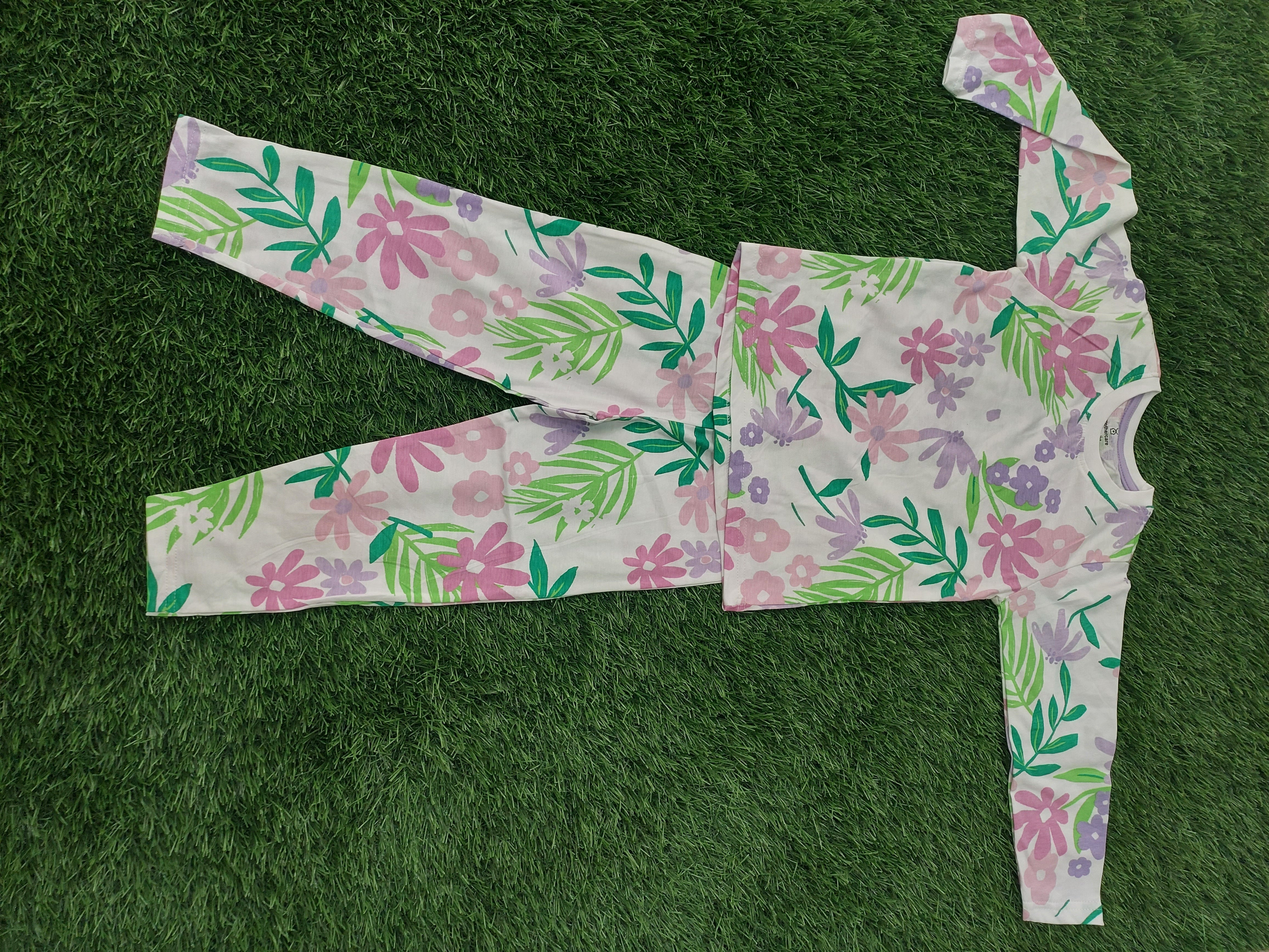 Cute Floral Print Kids Night Suit Set 🌸✨