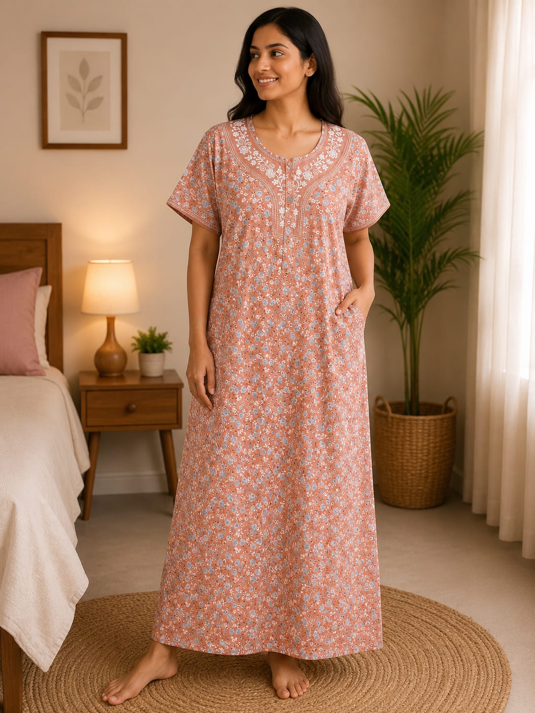Peach Floral Nighty