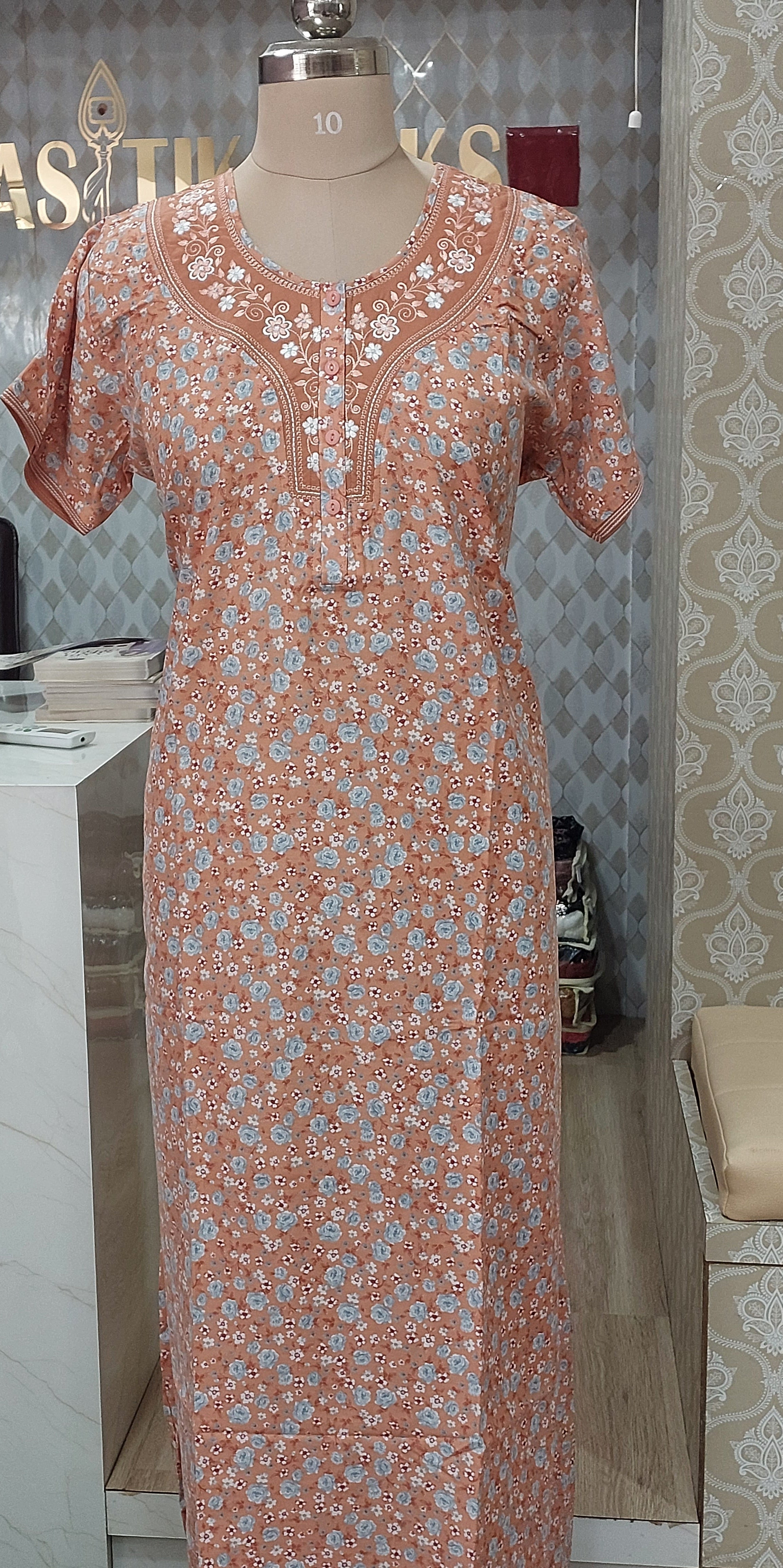 Peach Floral Nighty