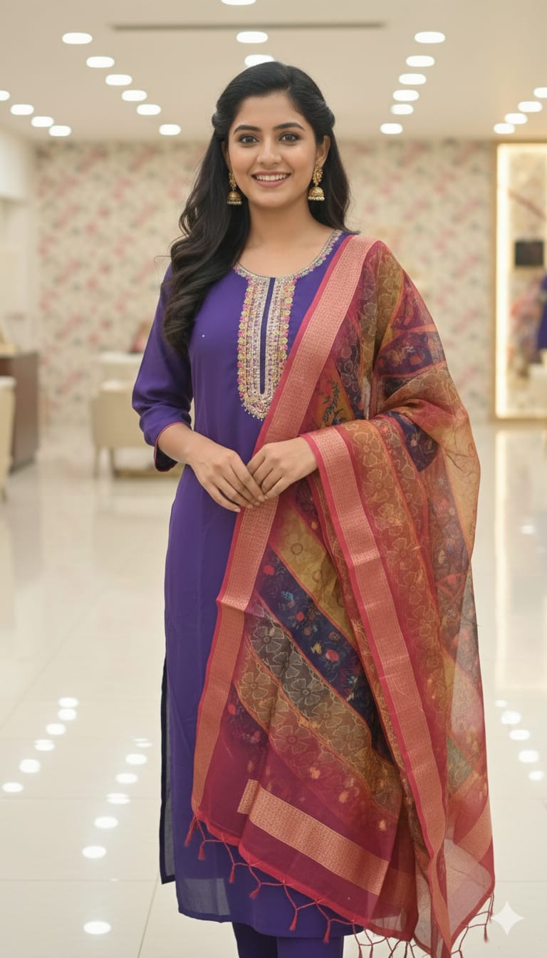 Royal purple kurthi set