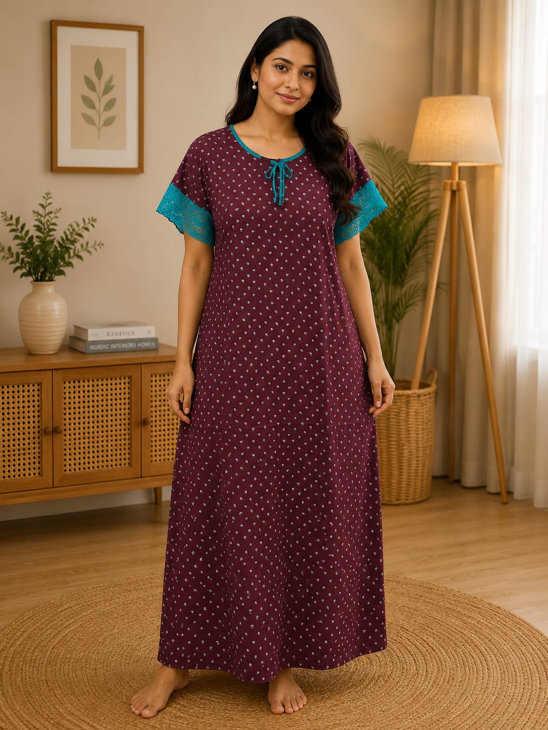 Plum Purple Cotton nighty