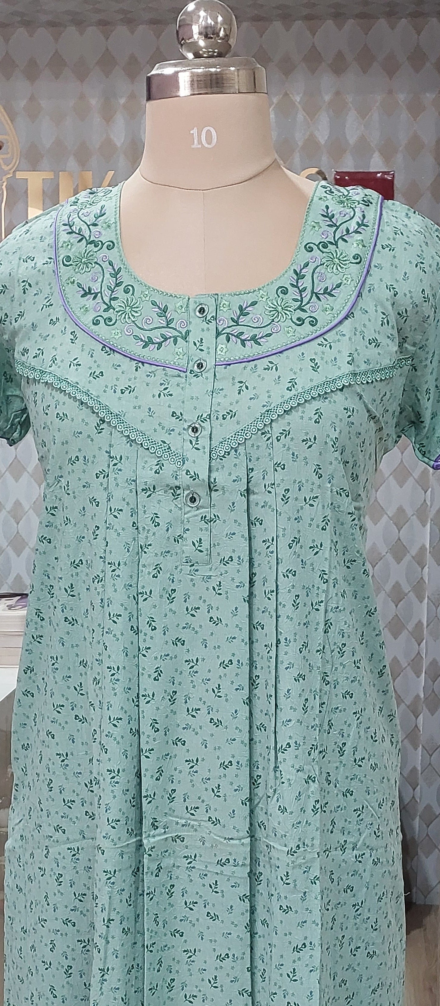 MINT GREEN FLORAL PRINTED NIGHTY