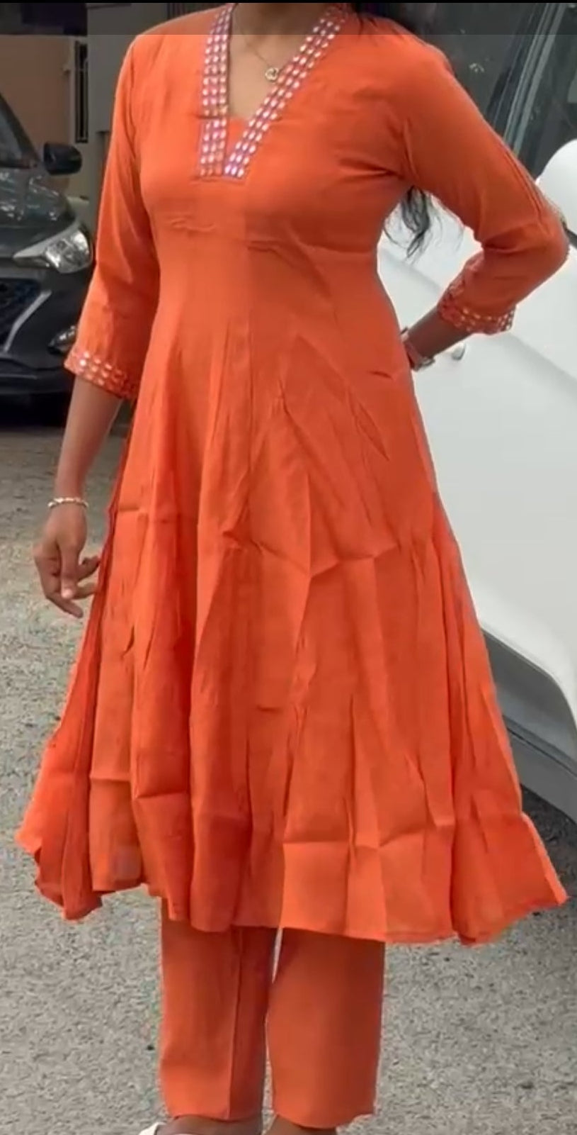 Orange Anarkali kurta set