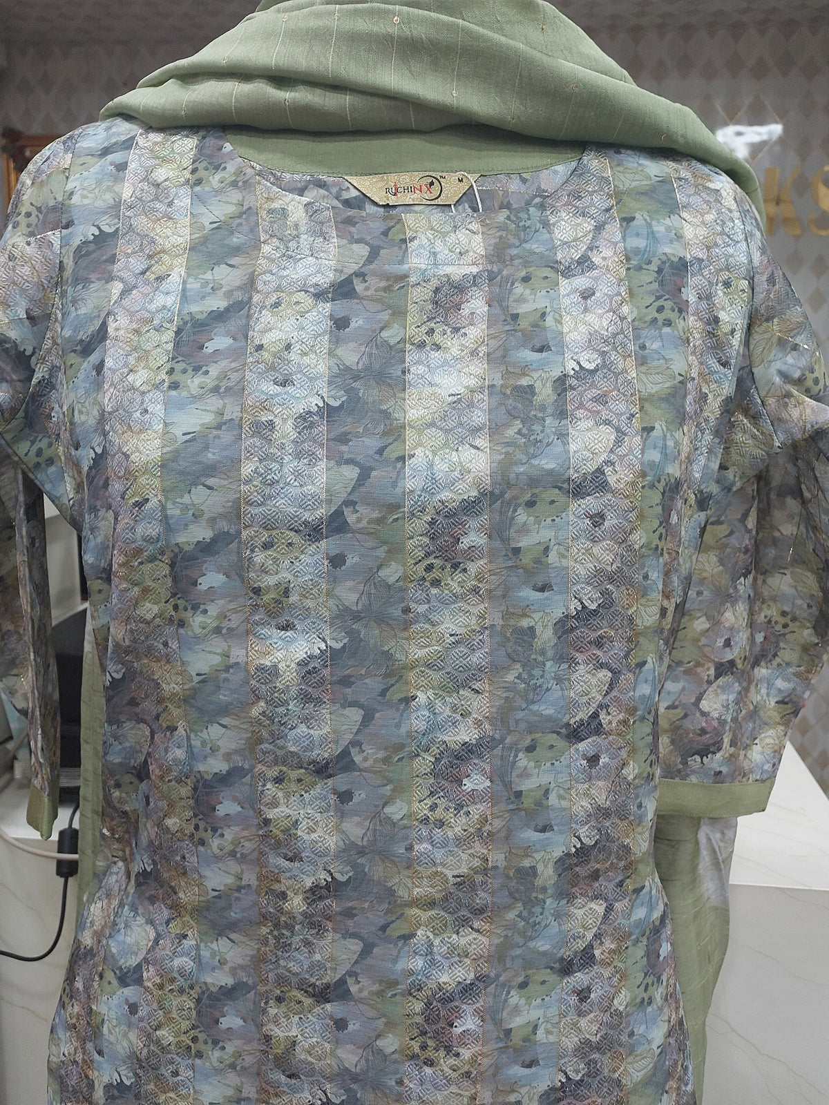 Elegant Grey Floral Kurti SET