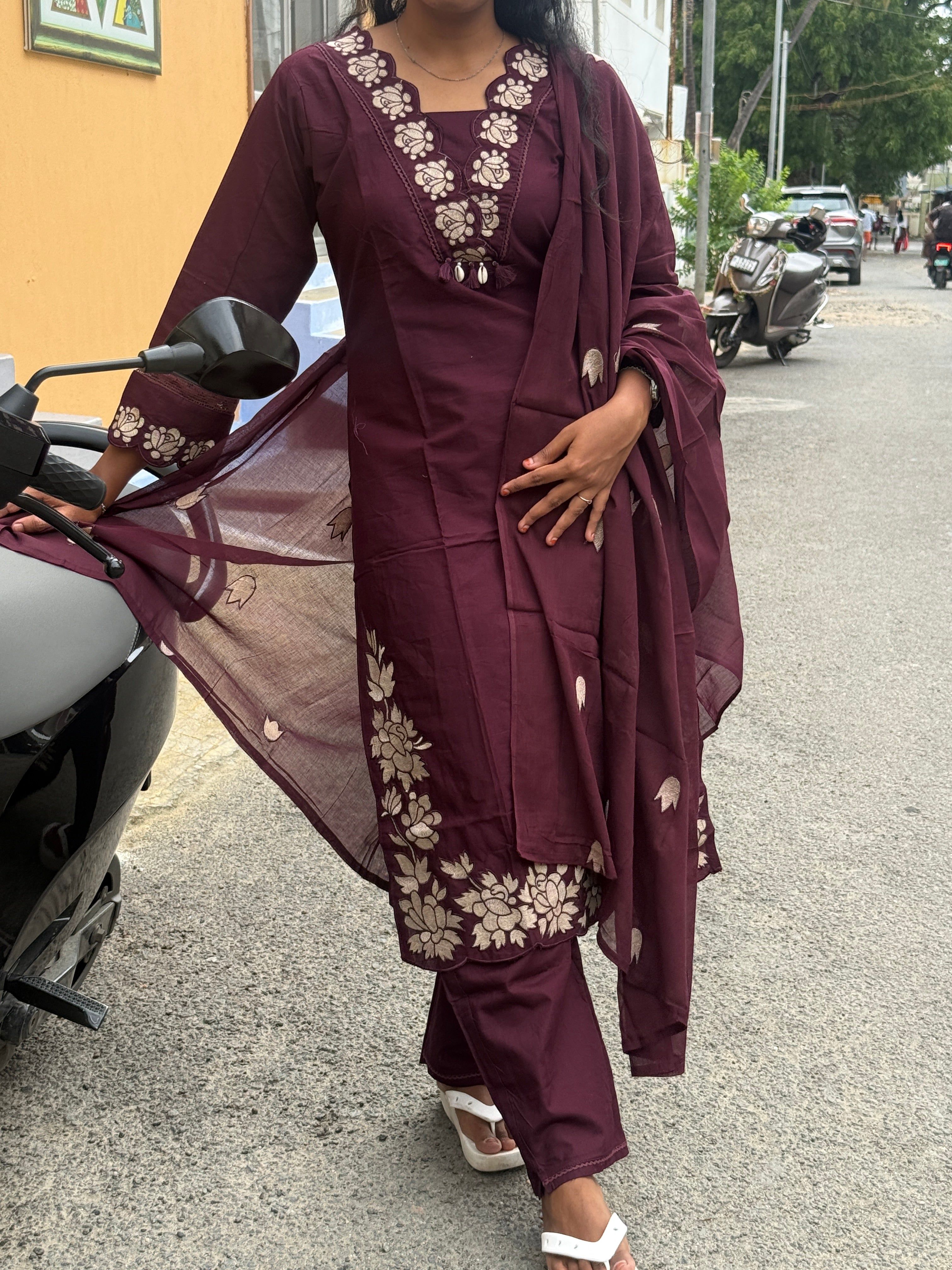 Brown printed kurthi set