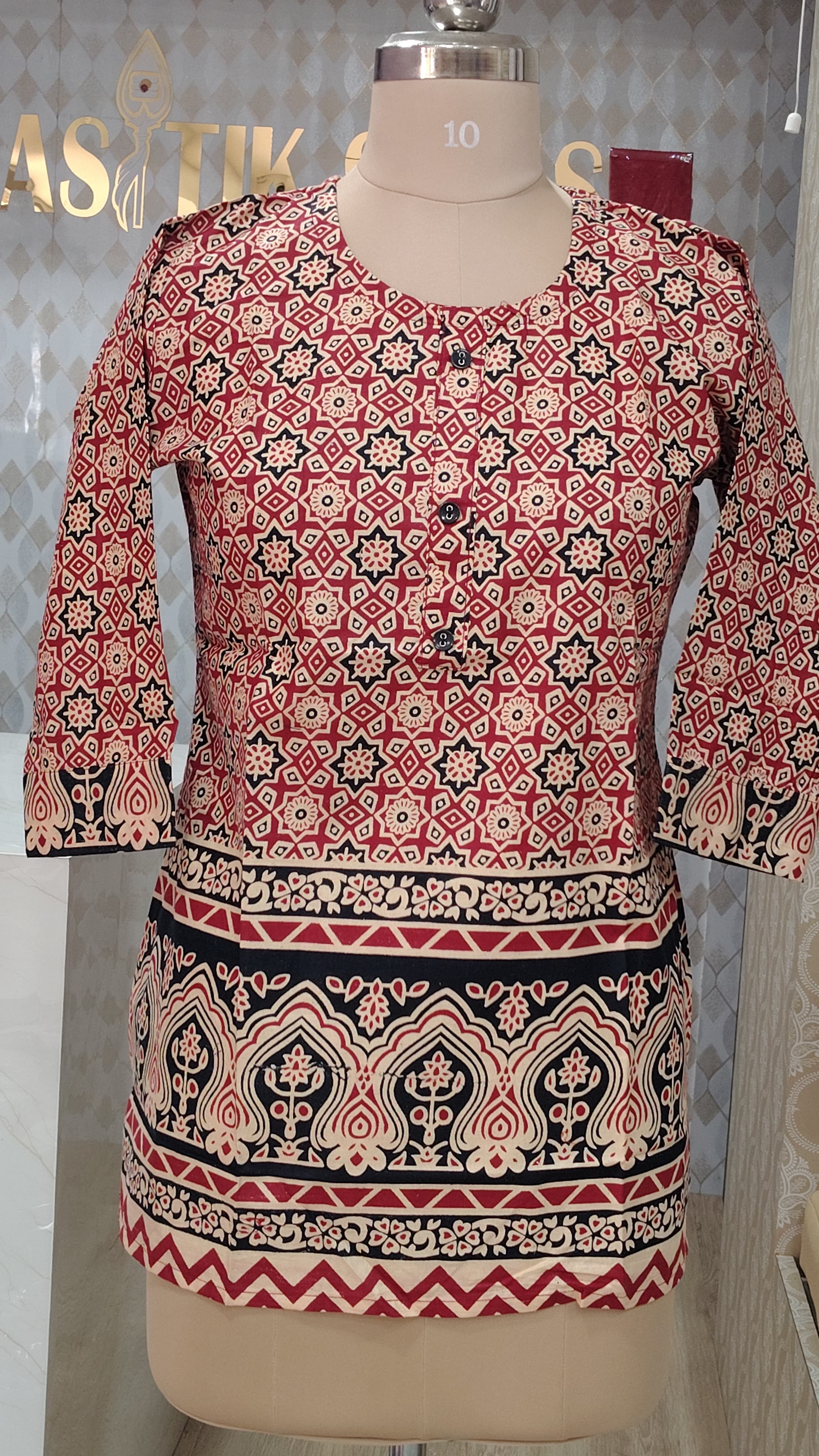 Maroon Ethnic printed top