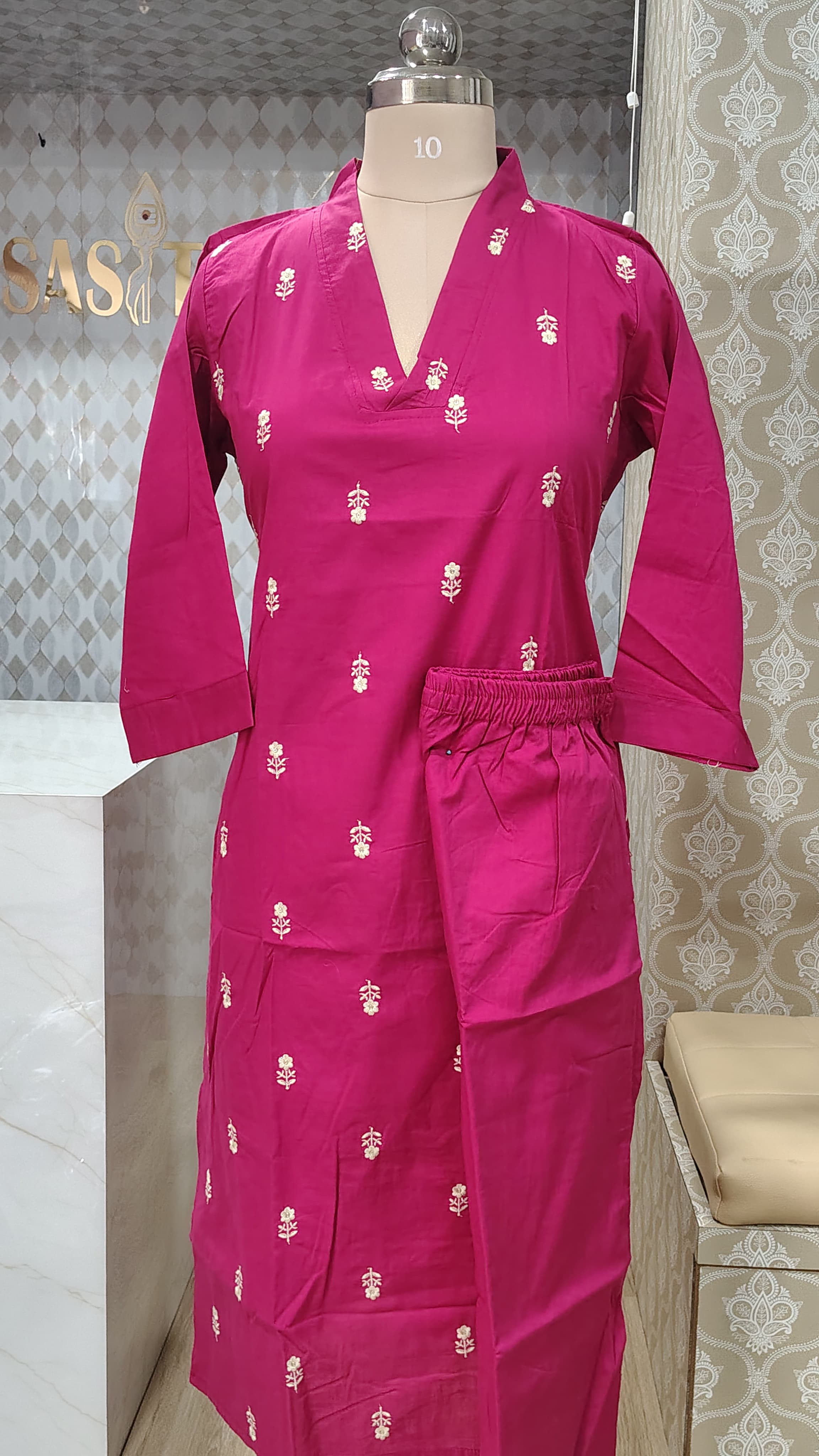 Magenta kurti set