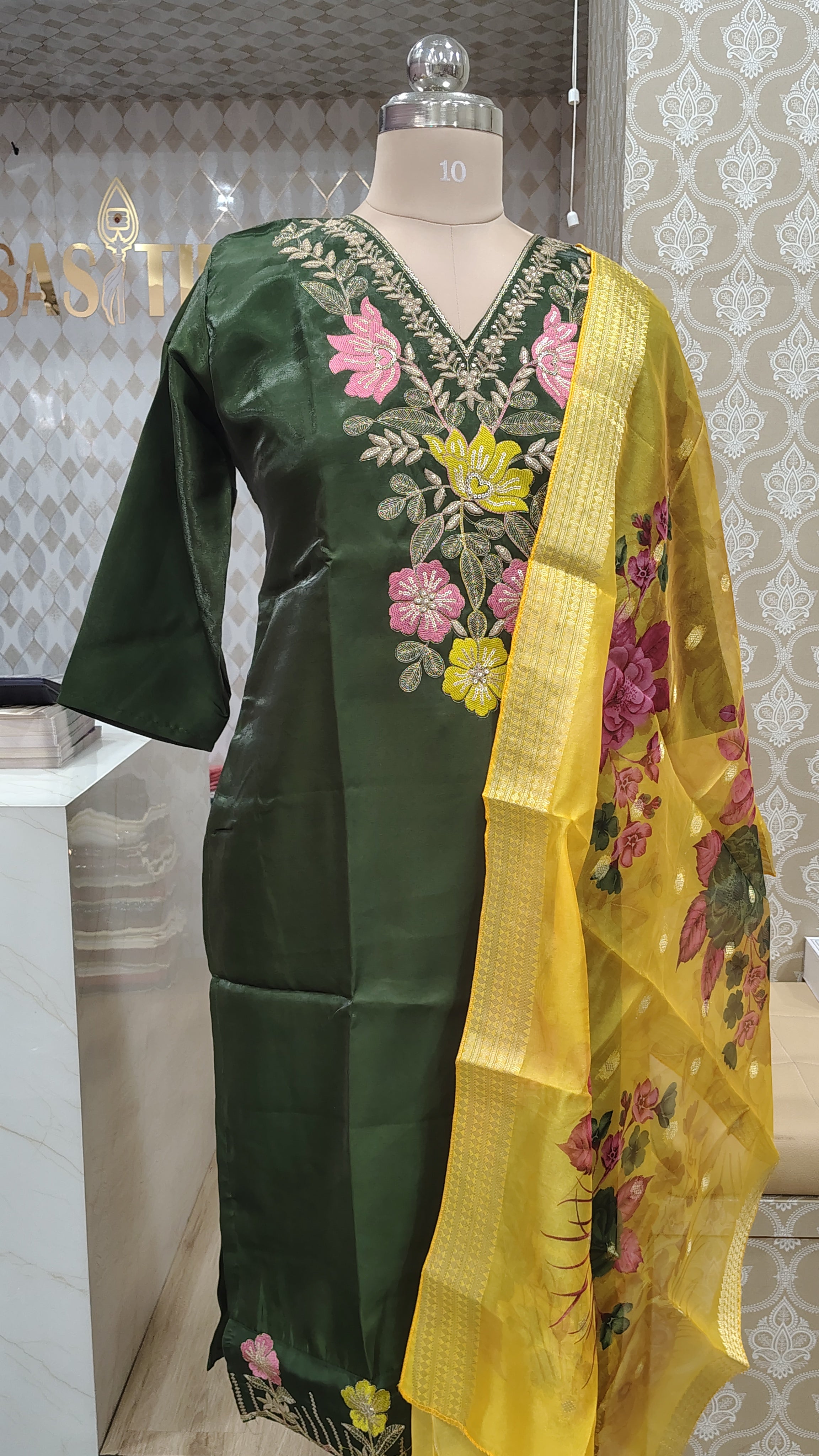 Dark Green kurta set