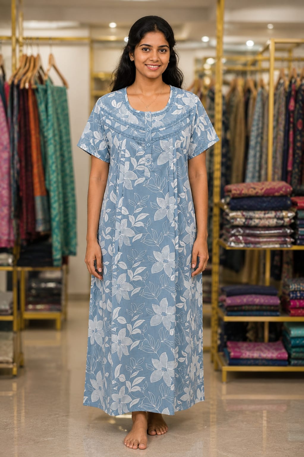 Floral cotton nighty