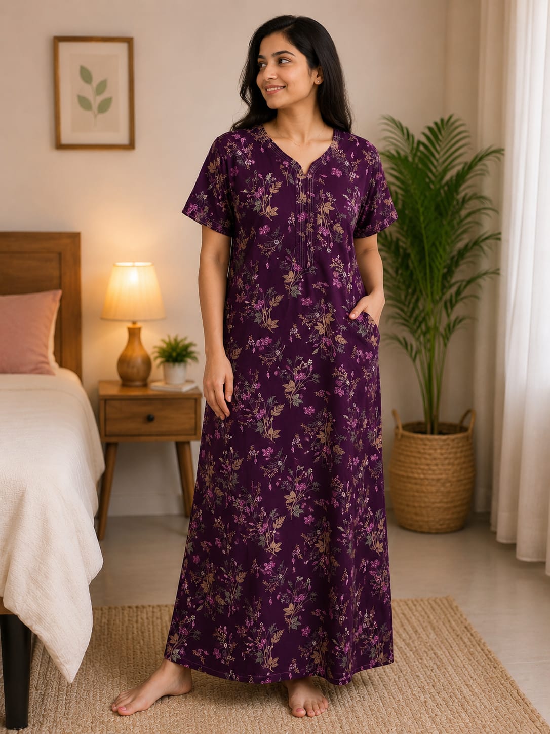 Purple Printed Nighty