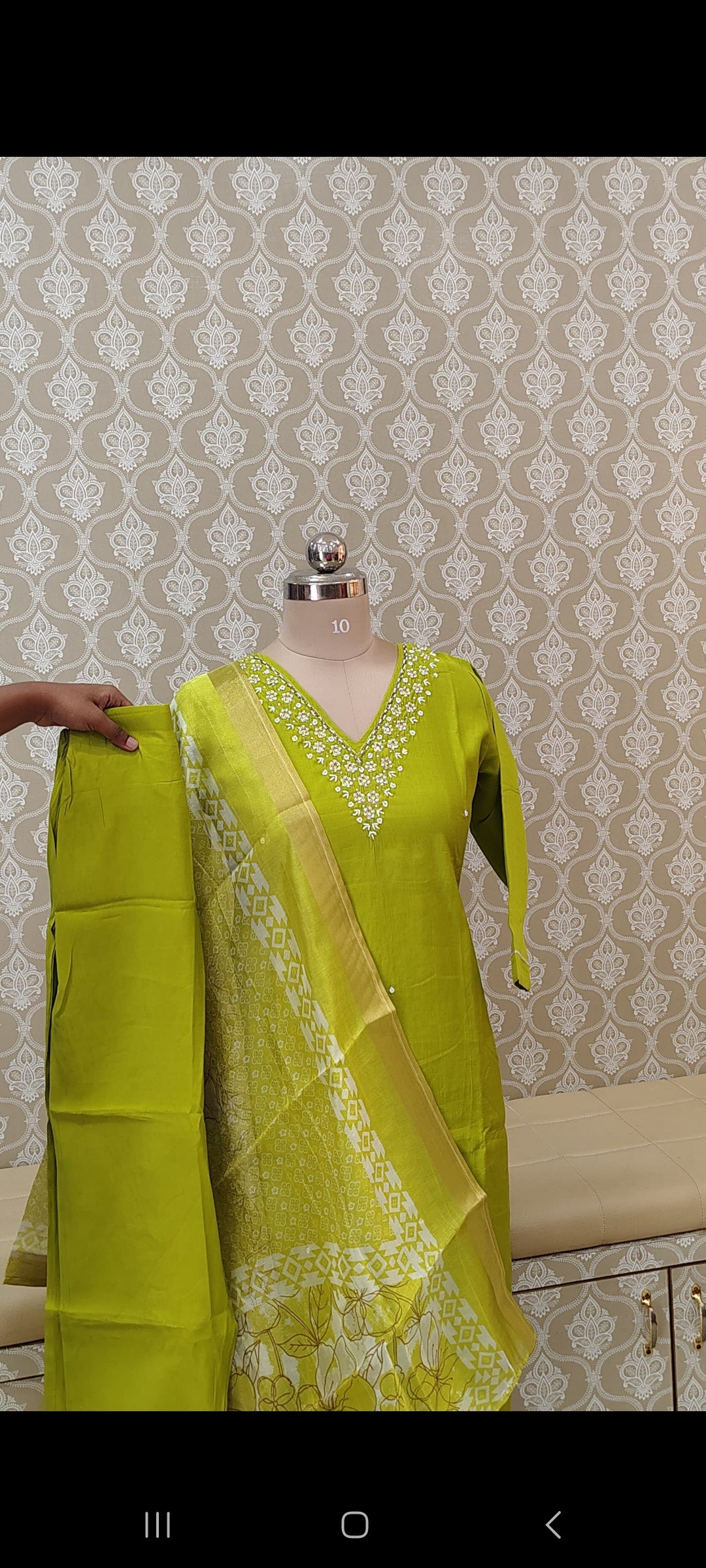 Elegant lime green KURTHI SET