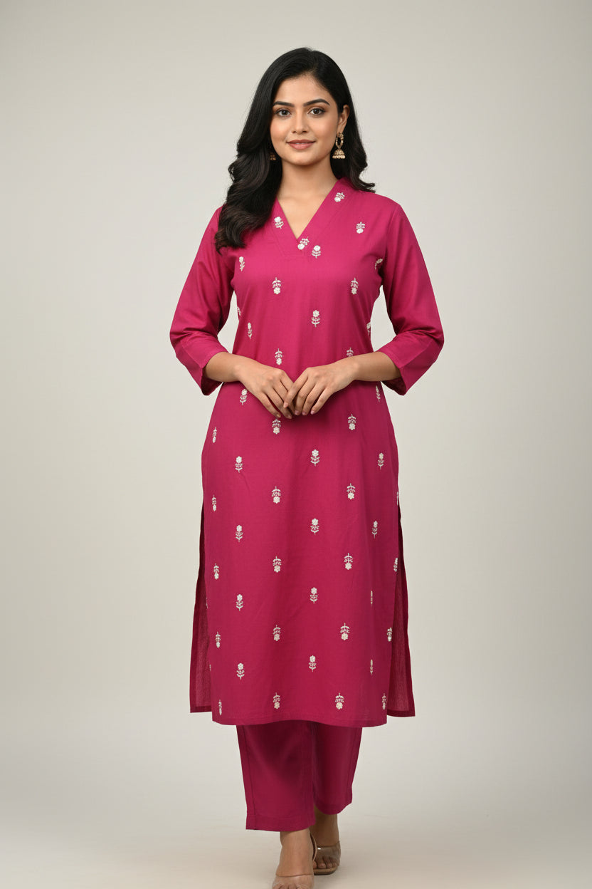 Magenta kurti set