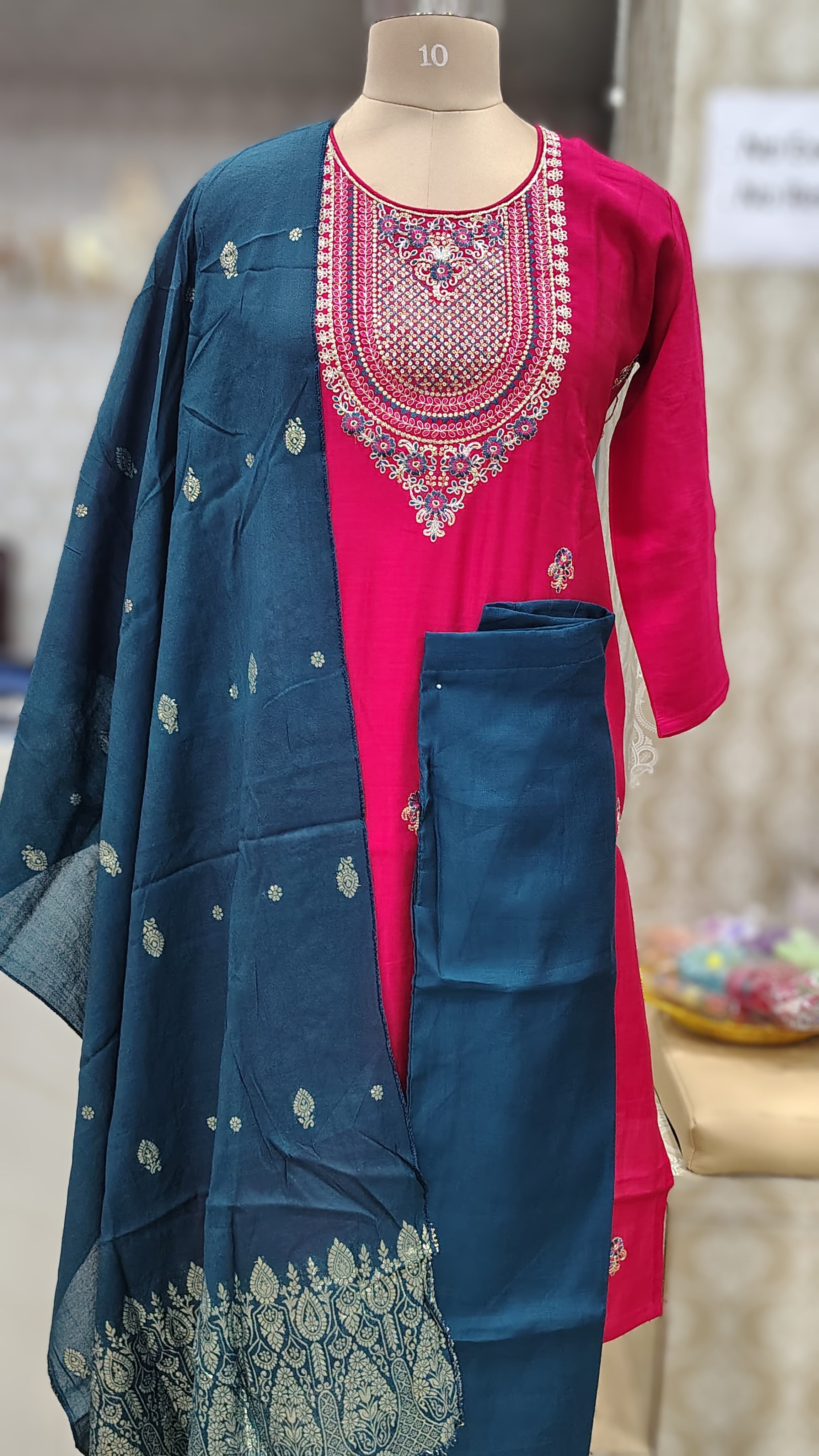 Elegant Rani Pink kurti set