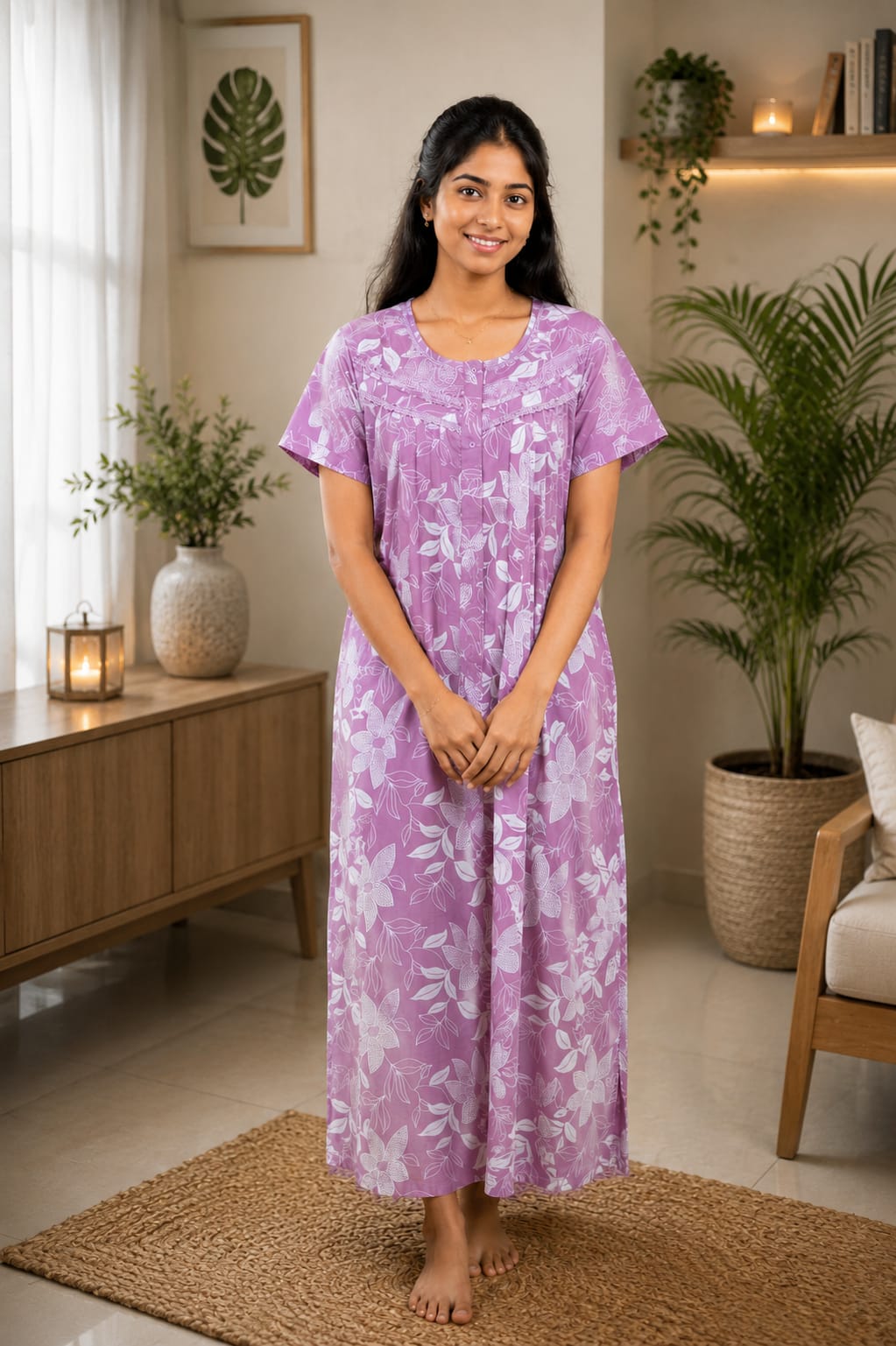 Floral cotton nighty