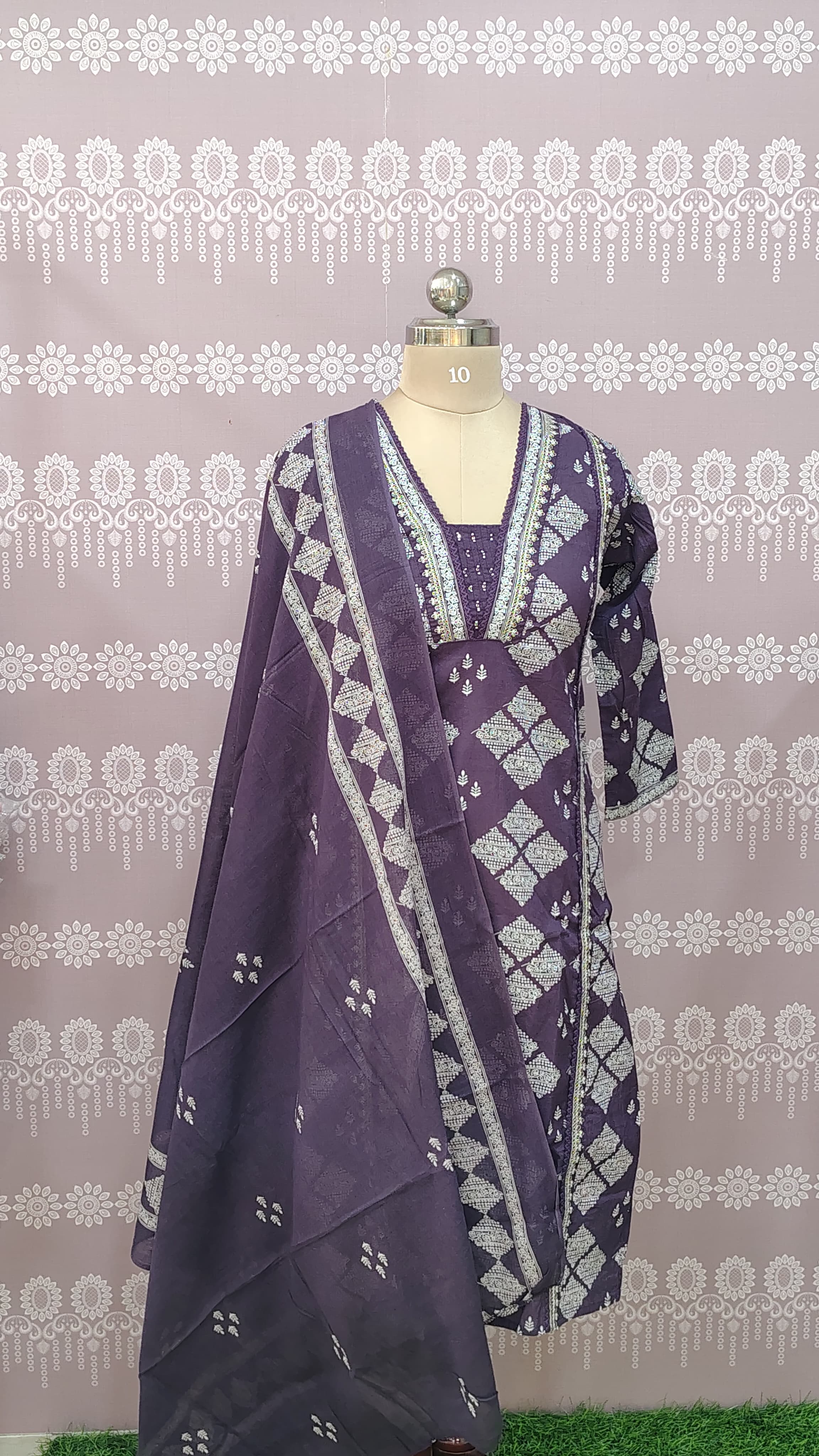 Elegant purple kurta set