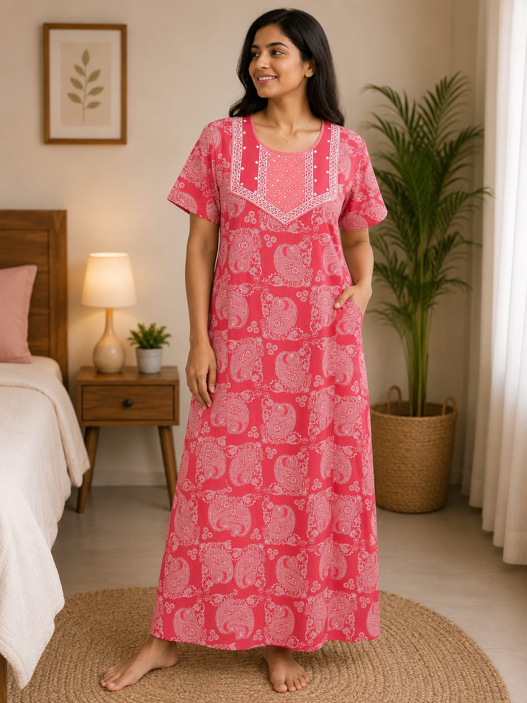 Pink printed Nighty