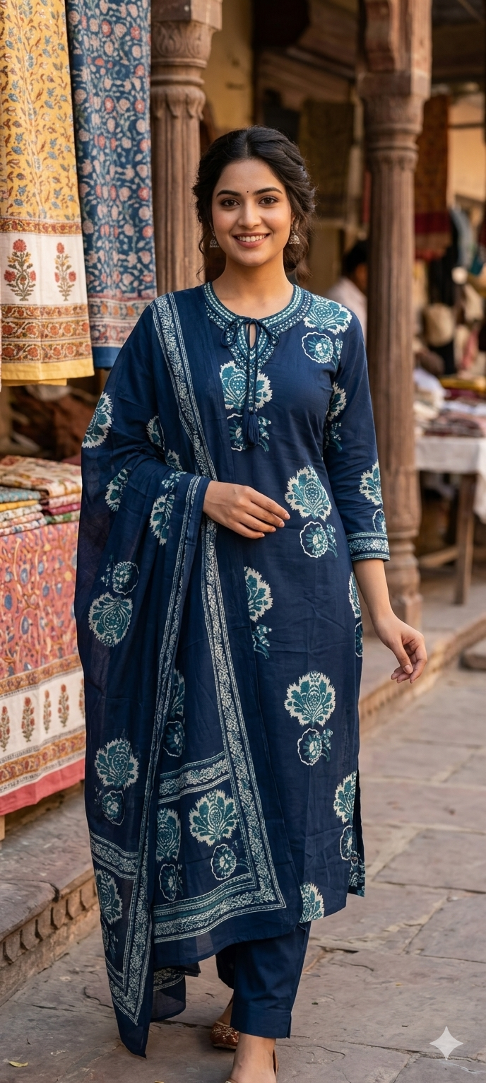 Elegant blue kurthi set
