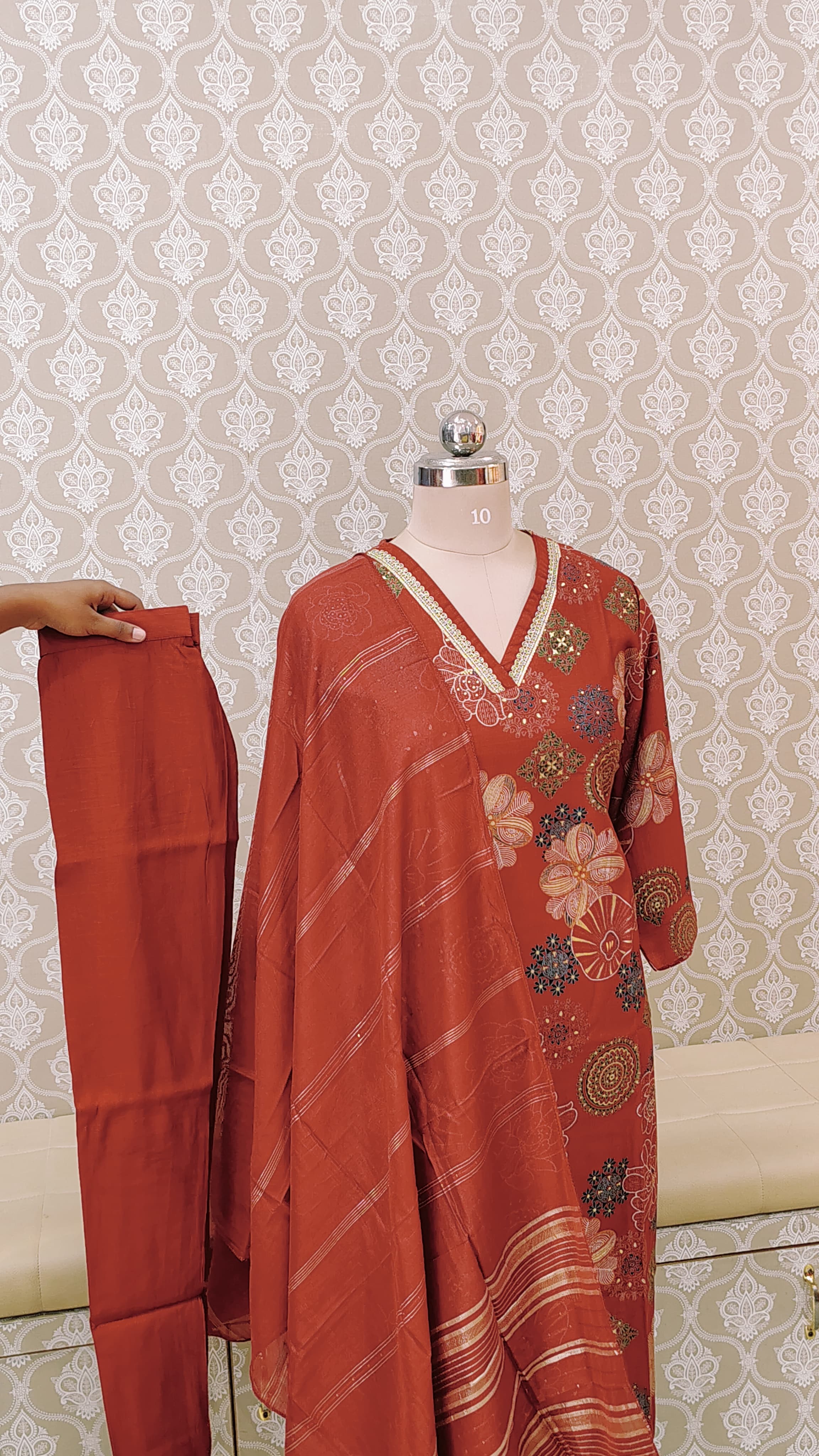 Elegant maroon  kurthi set