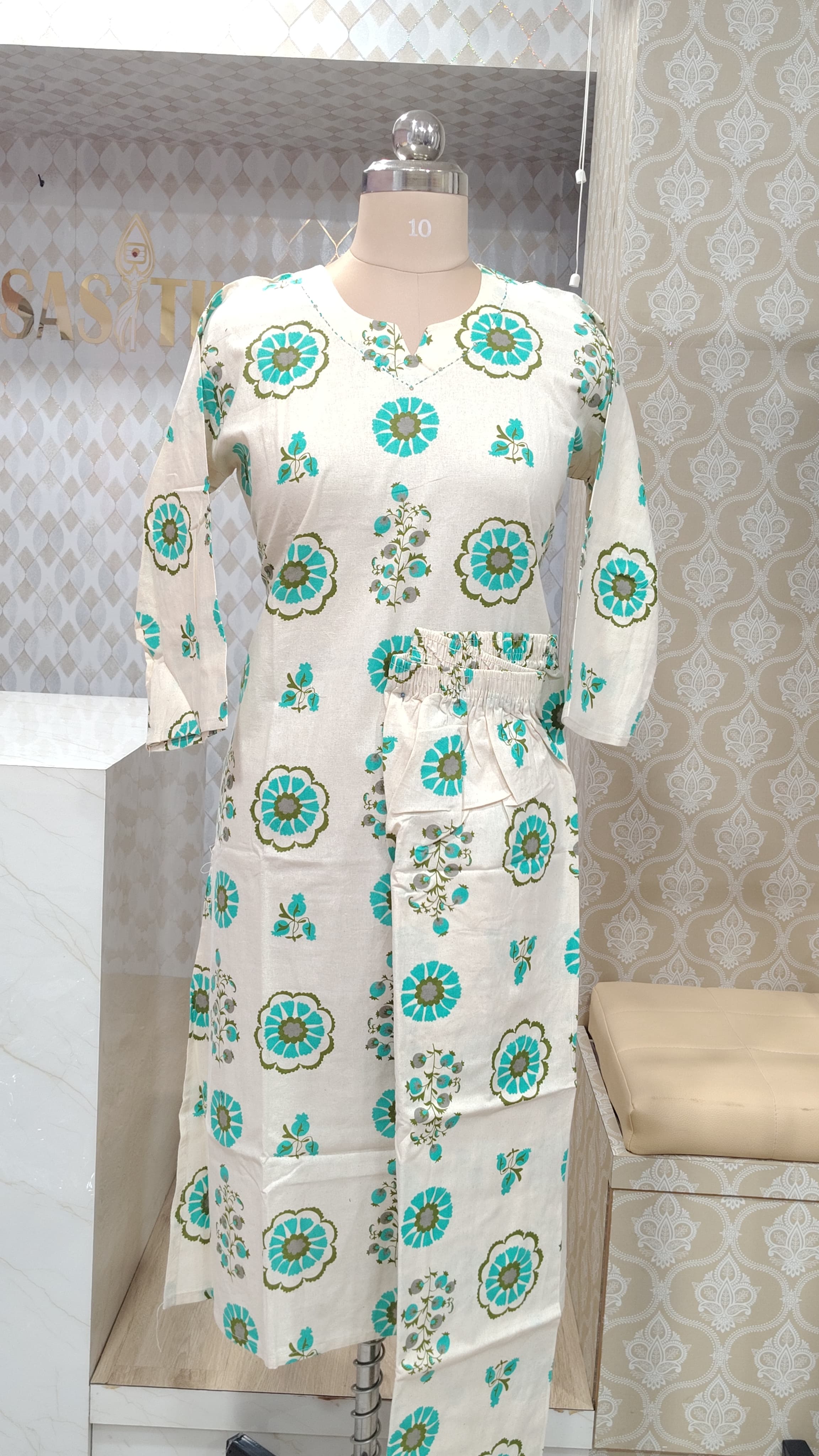 Off_white Printed kurti set