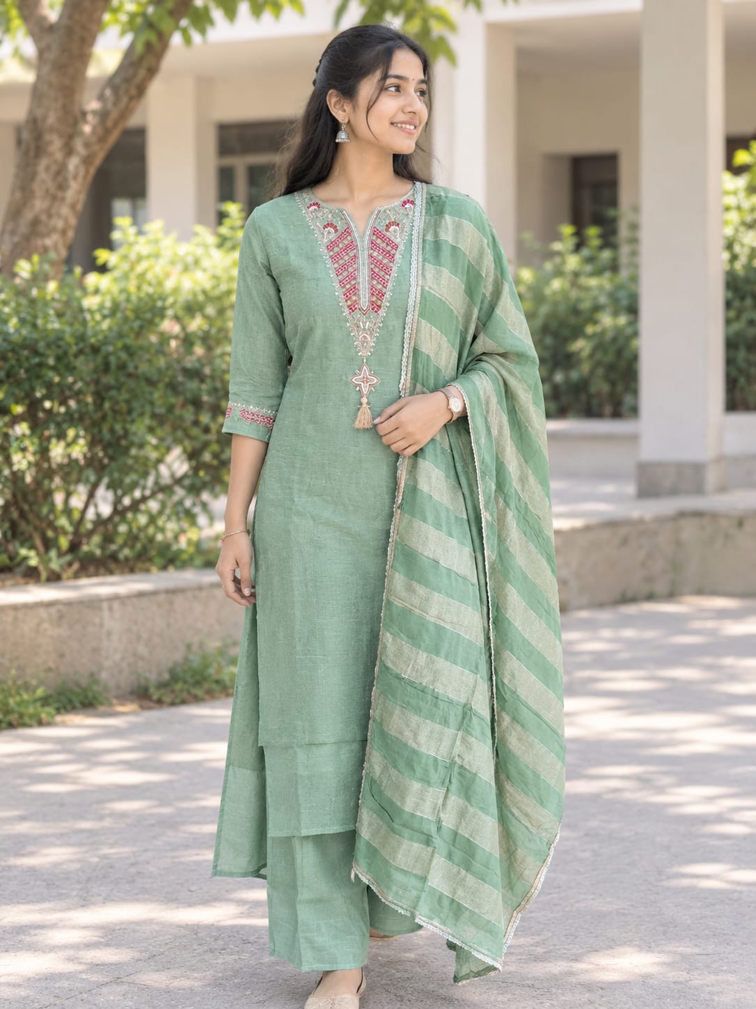 Saga green kurti set