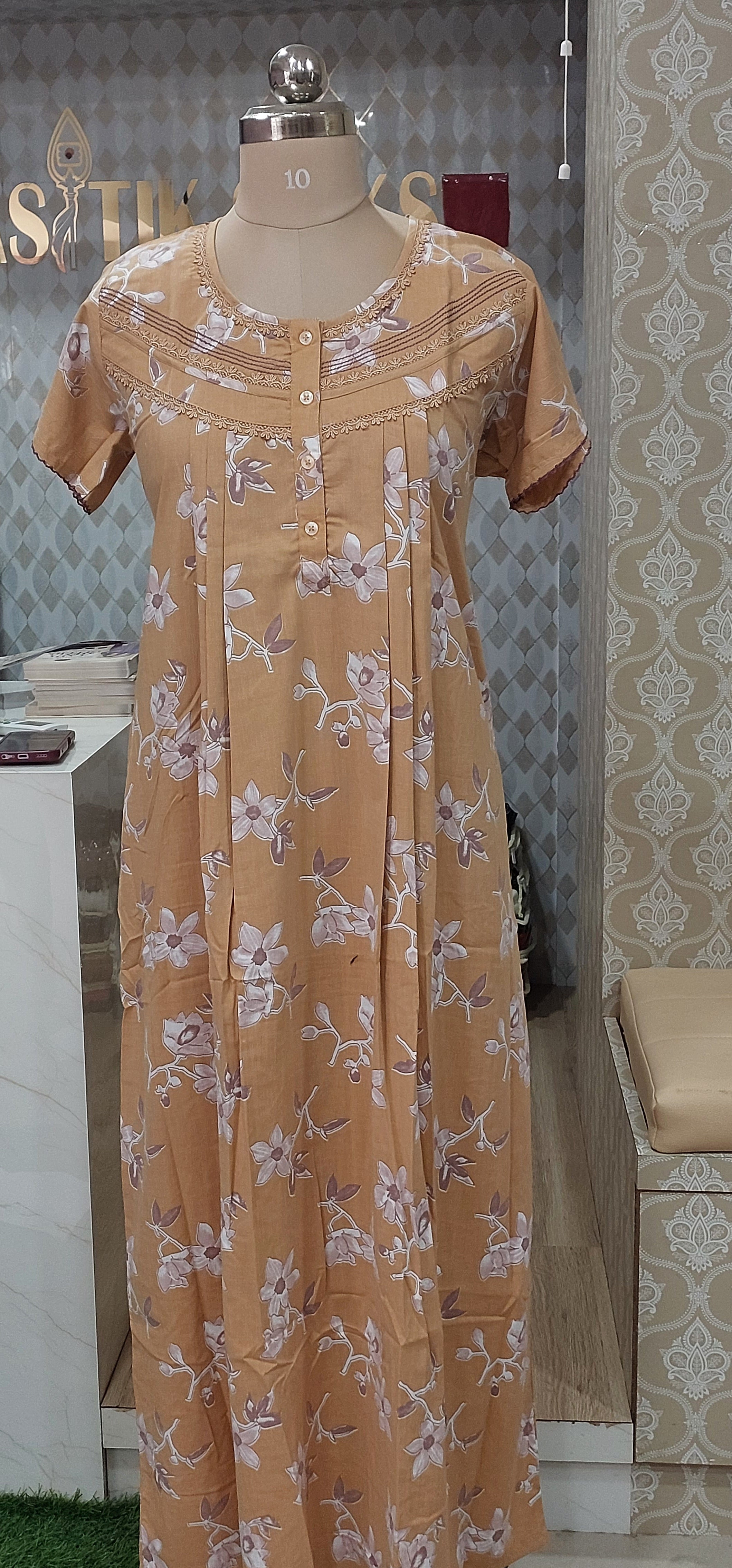 Floral Printed Cotton Nighty