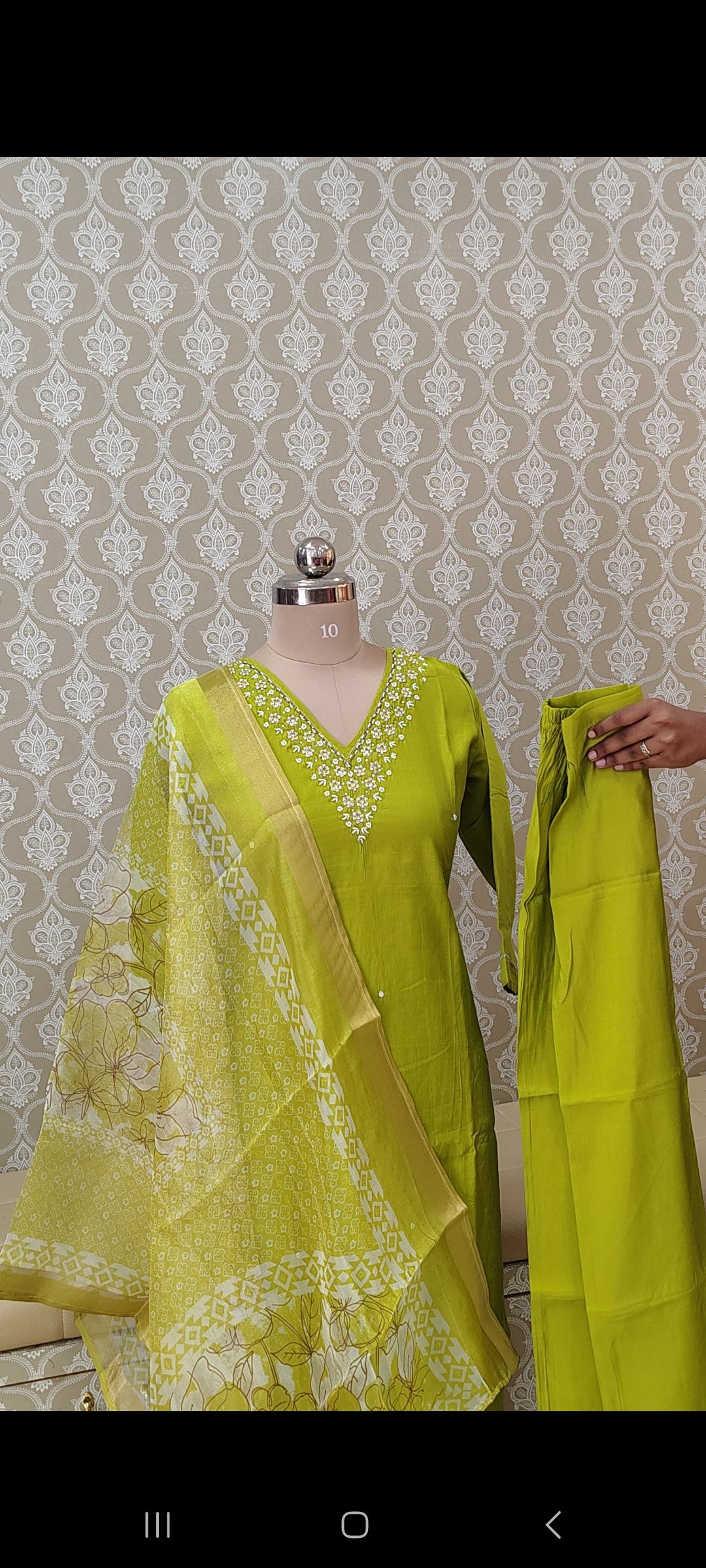 Elegant lime green KURTHI SET