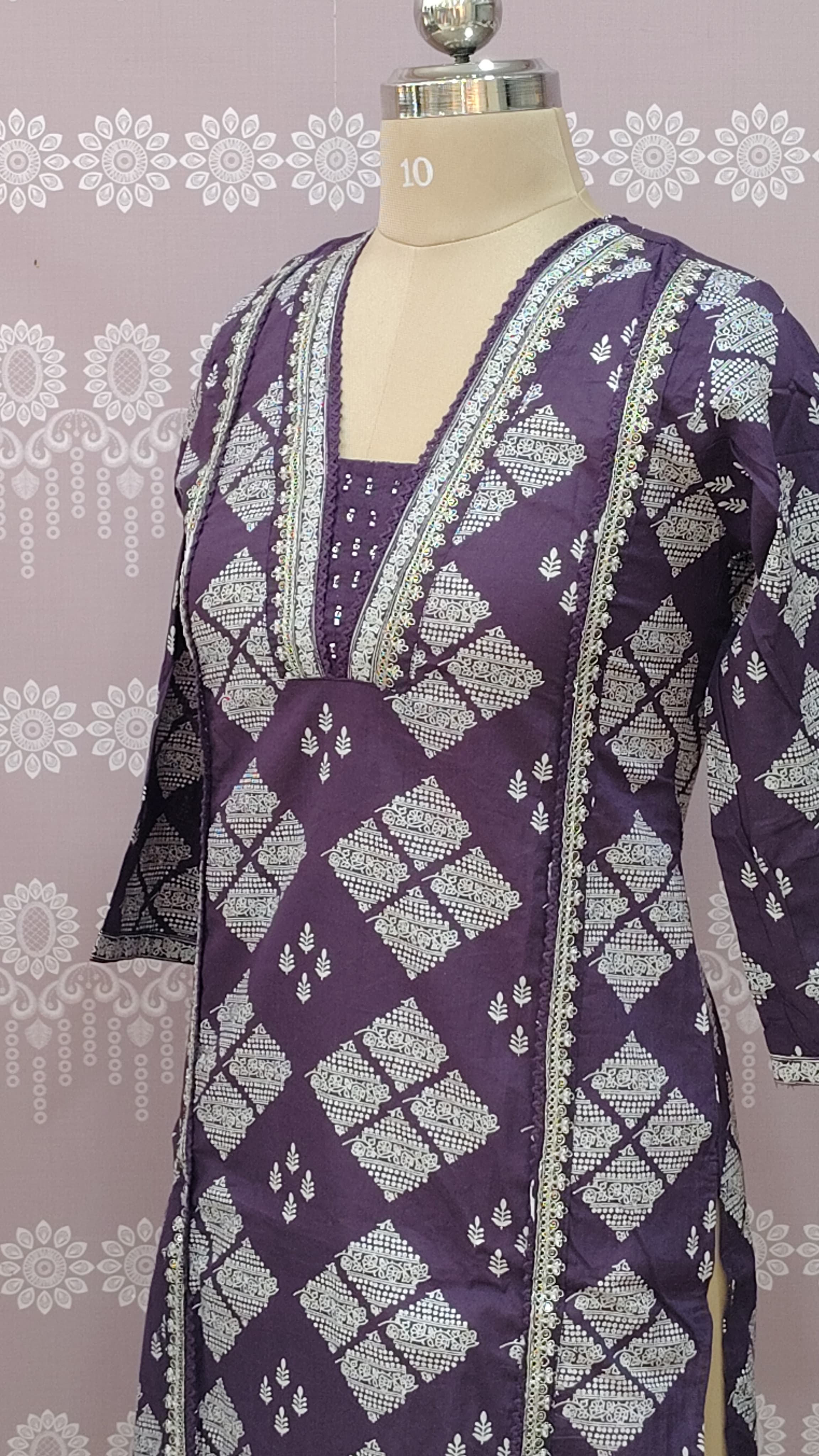 Elegant purple kurta set