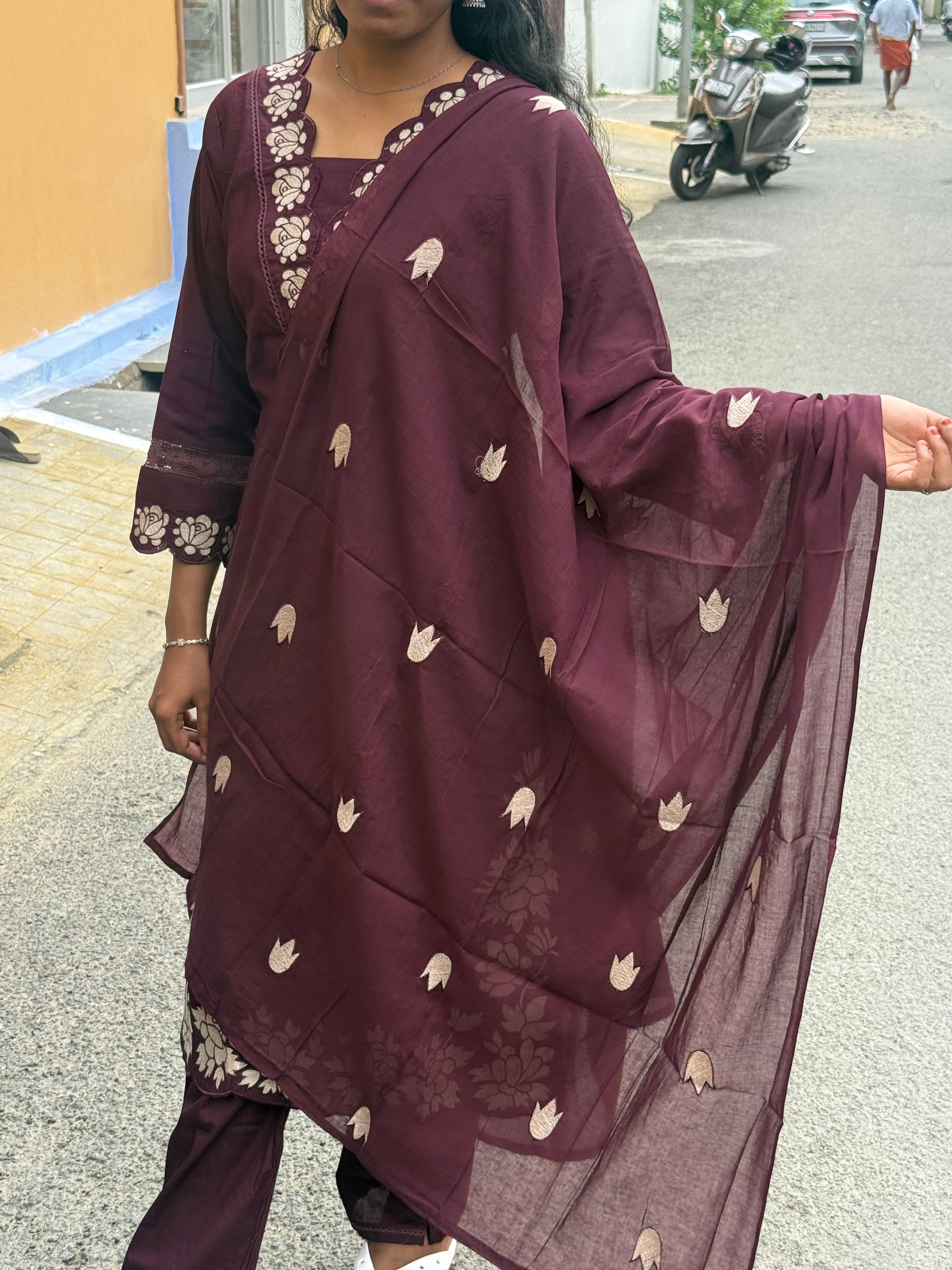 Brown printed kurthi set