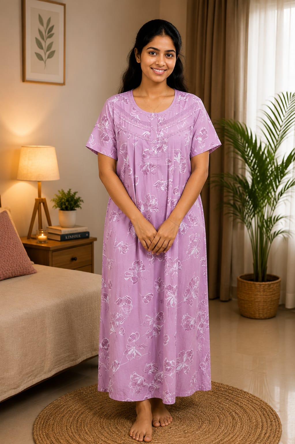 Floral cotton nighty