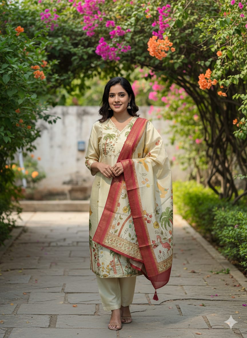 Elegant printed kurthi set