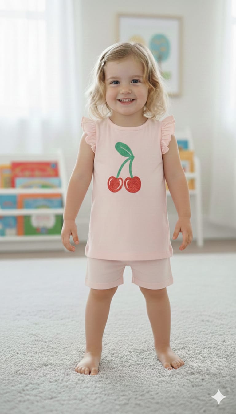 Cherry print baby top