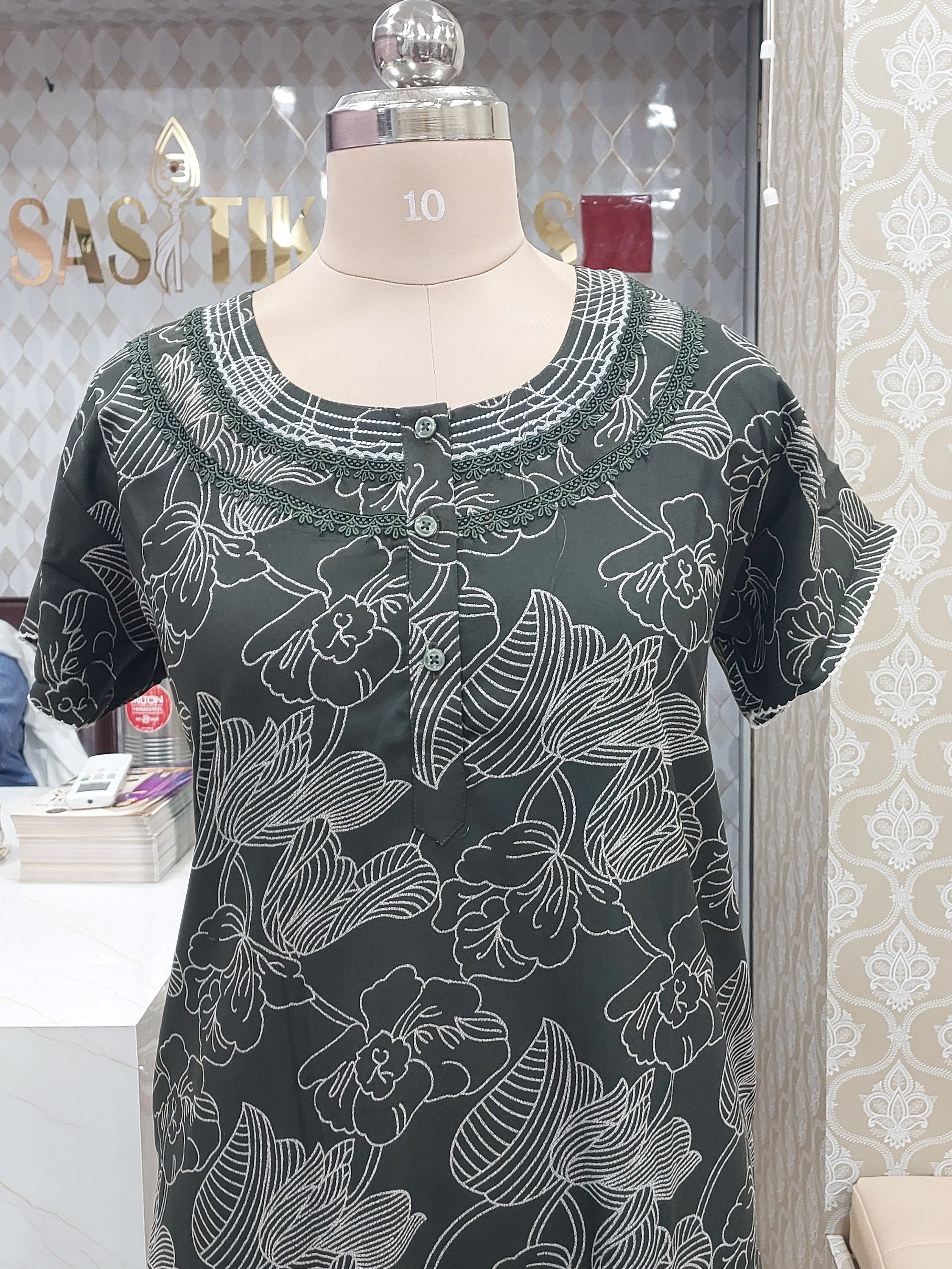 Green Cotton Nighty