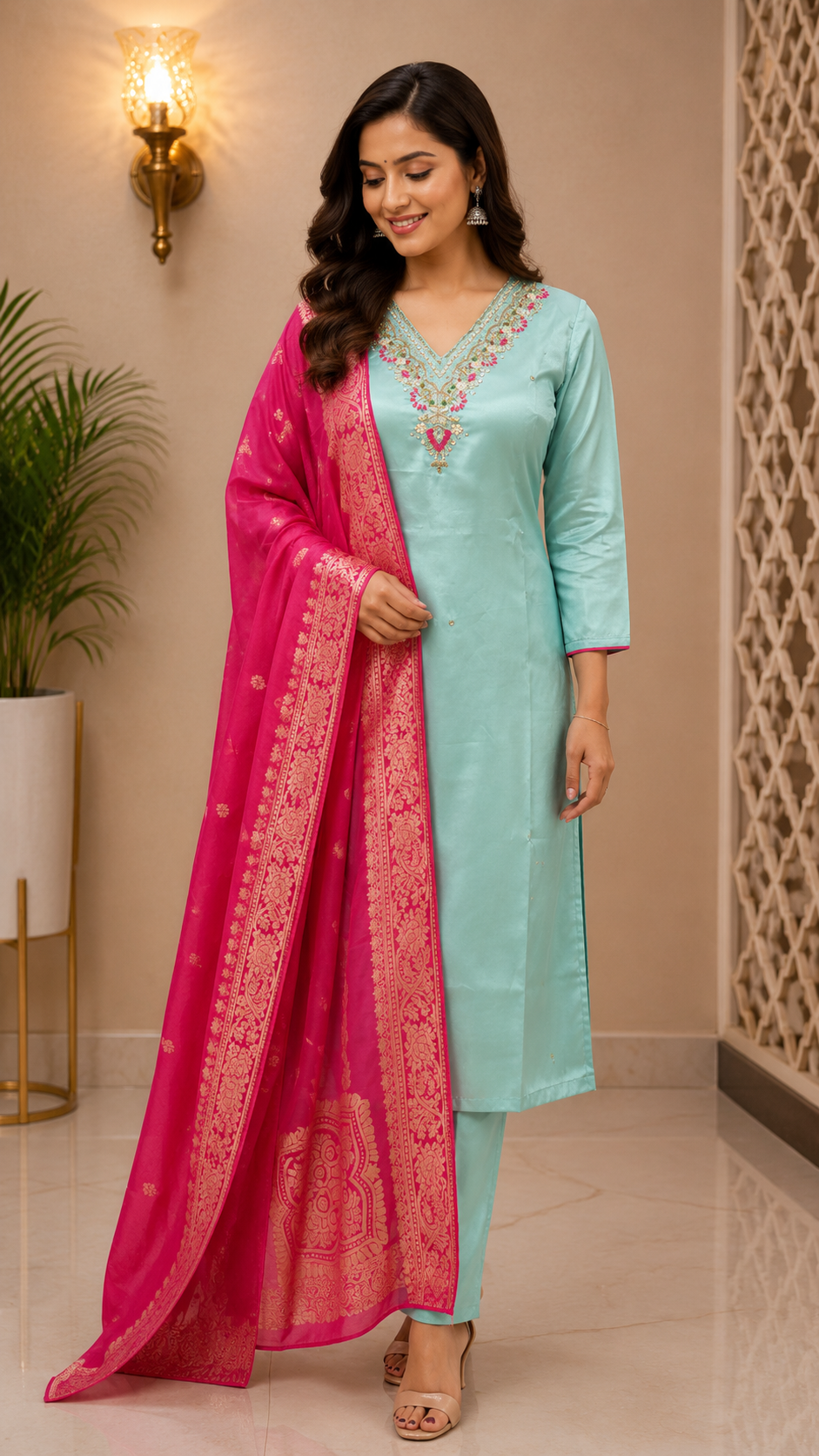 Pastel blue kurti set